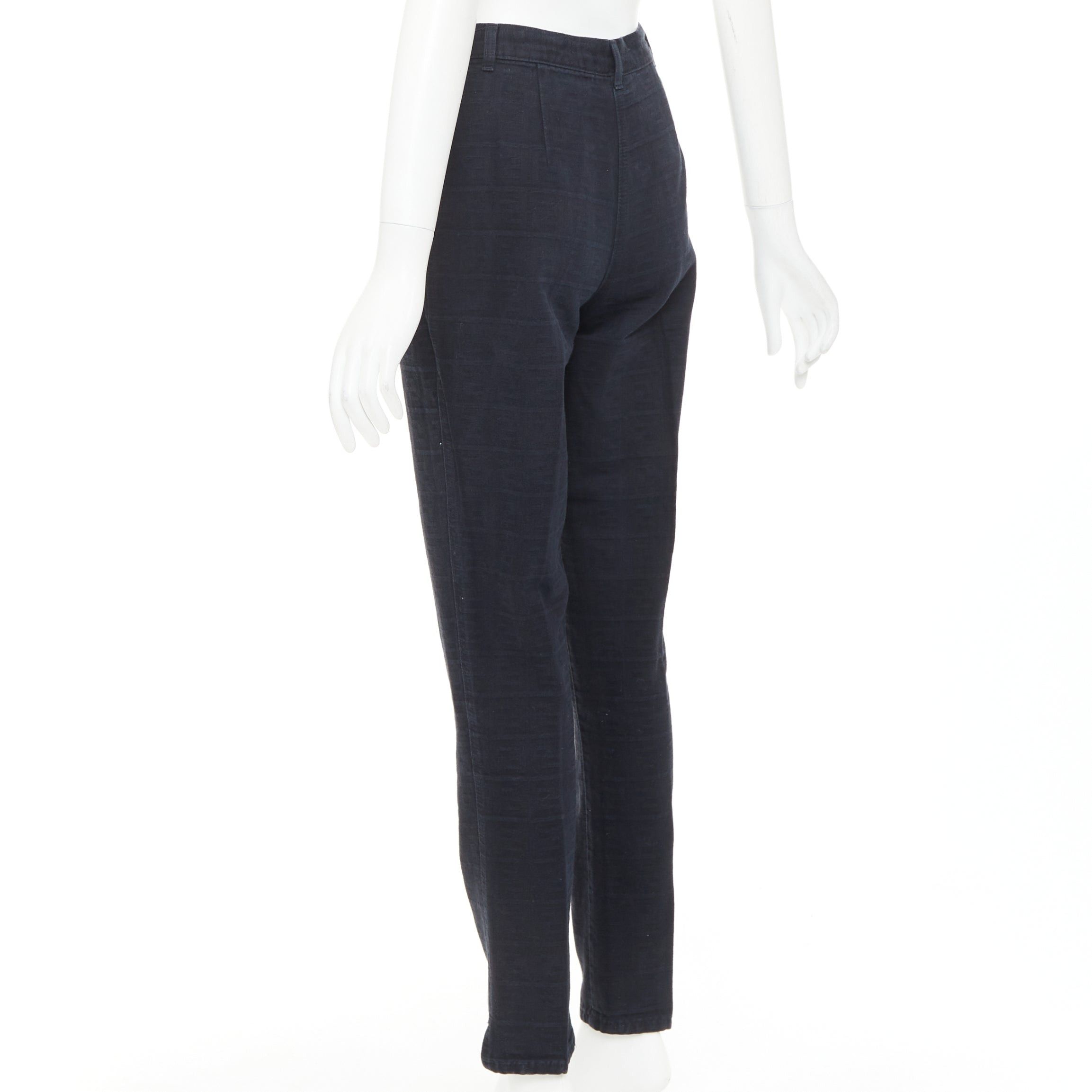 Fendi FENDI JEANS Vintage black FF Zucca cotton jacquard high waisted crop pants Size 24" / US 00 / IT 34 - 6 Thumbnail
