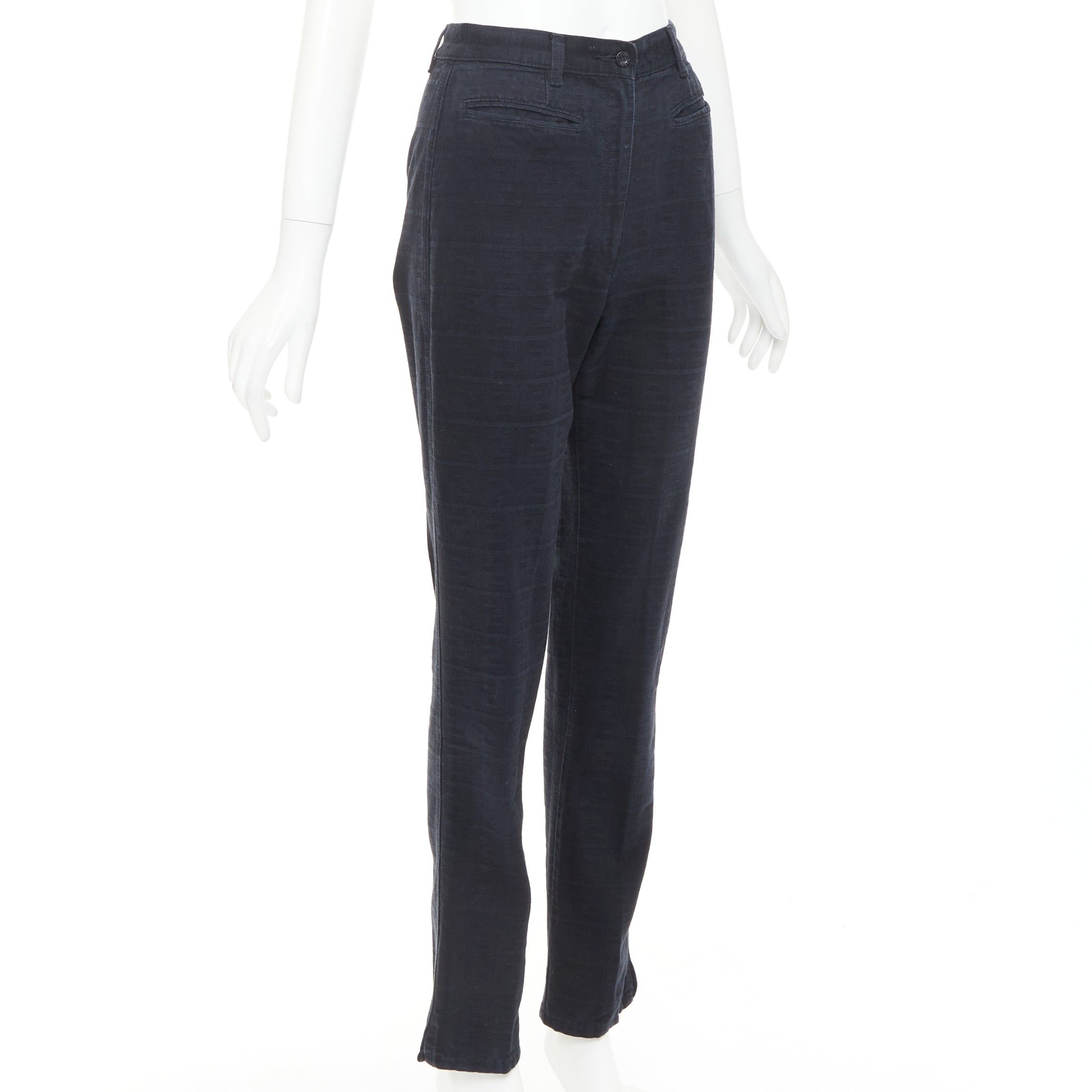 Fendi FENDI JEANS Vintage black FF Zucca cotton jacquard high waisted crop pants Size 24" / US 00 / IT 34 - 3 Thumbnail