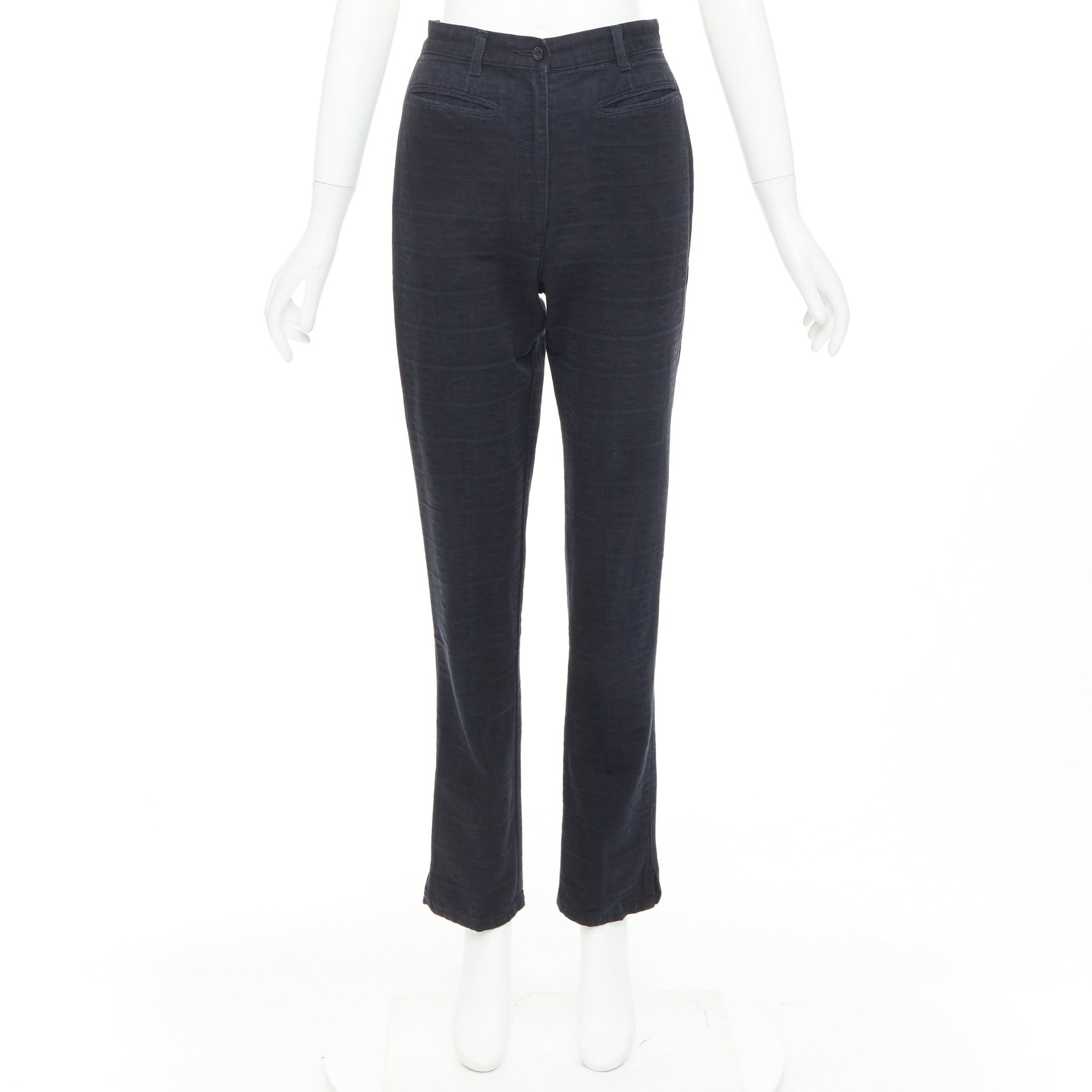 Fendi FENDI JEANS Vintage black FF Zucca cotton jacquard high waisted crop pants Size 24" / US 00 / IT 34 - 9 Thumbnail