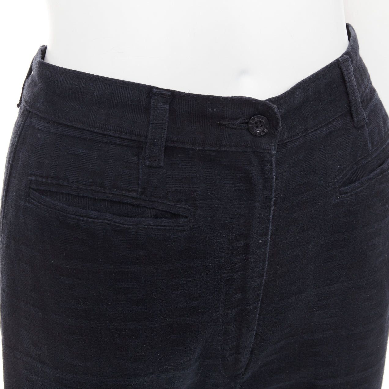 Fendi FENDI JEANS Vintage black FF Zucca cotton jacquard high waisted crop pants Size 24" / US 00 / IT 34 - 2 Thumbnail