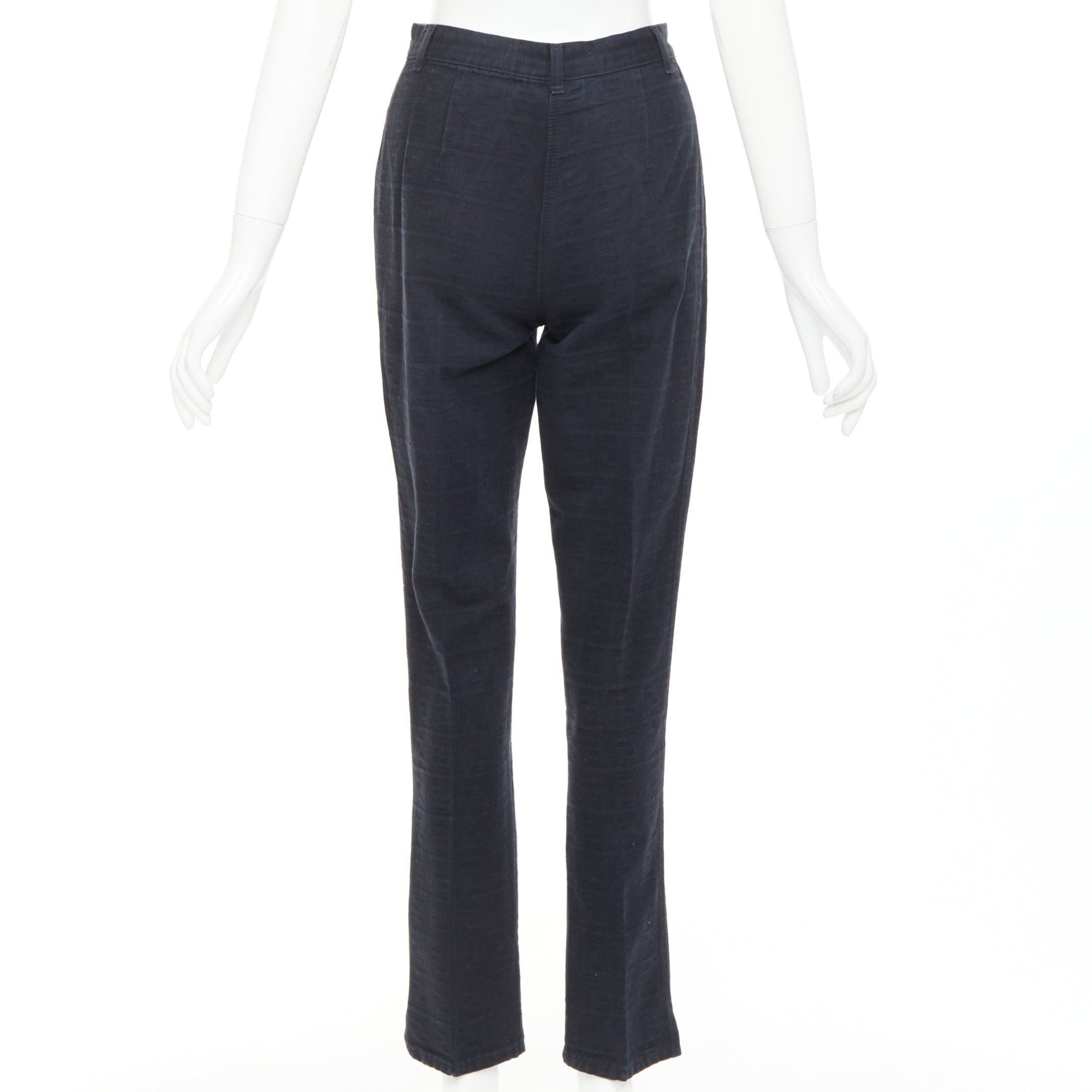 Fendi FENDI JEANS Vintage black FF Zucca cotton jacquard high waisted crop pants Size 24" / US 00 / IT 34 - 5 Thumbnail