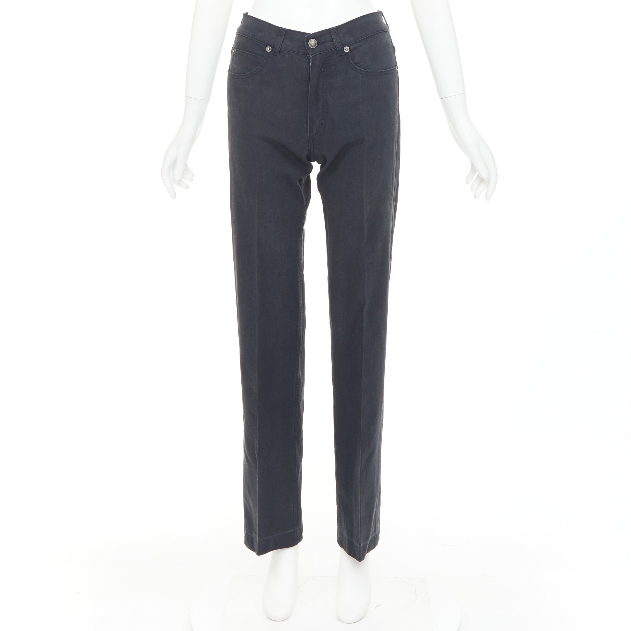Gucci GUCCI black washed logo tab pocketed mid waist straight leg pants IT38 XS Size 26" / US 2 / IT 38 - 9 Thumbnail