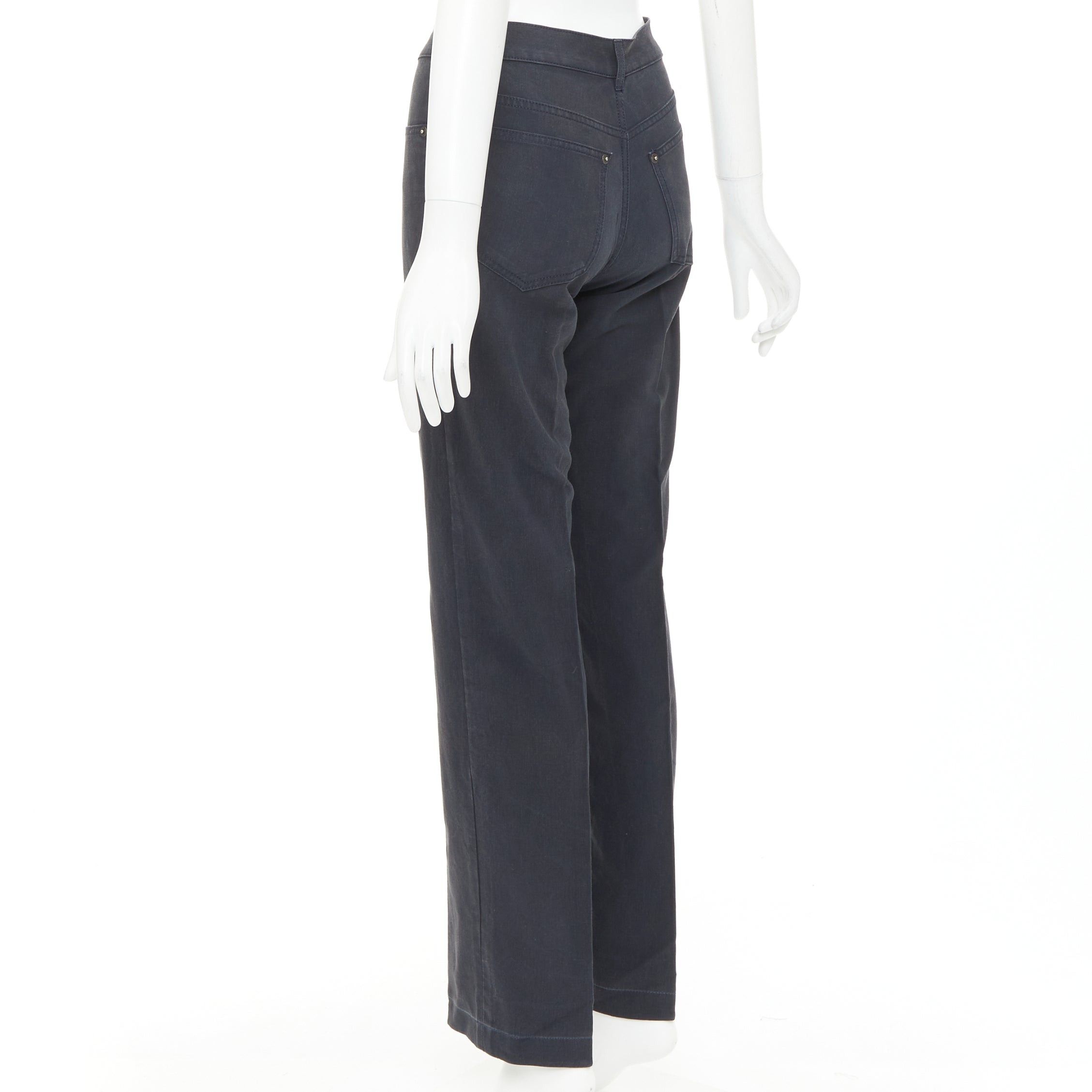 Gucci GUCCI black washed logo tab pocketed mid waist straight leg pants IT38 XS Size 26" / US 2 / IT 38 - 6 Thumbnail