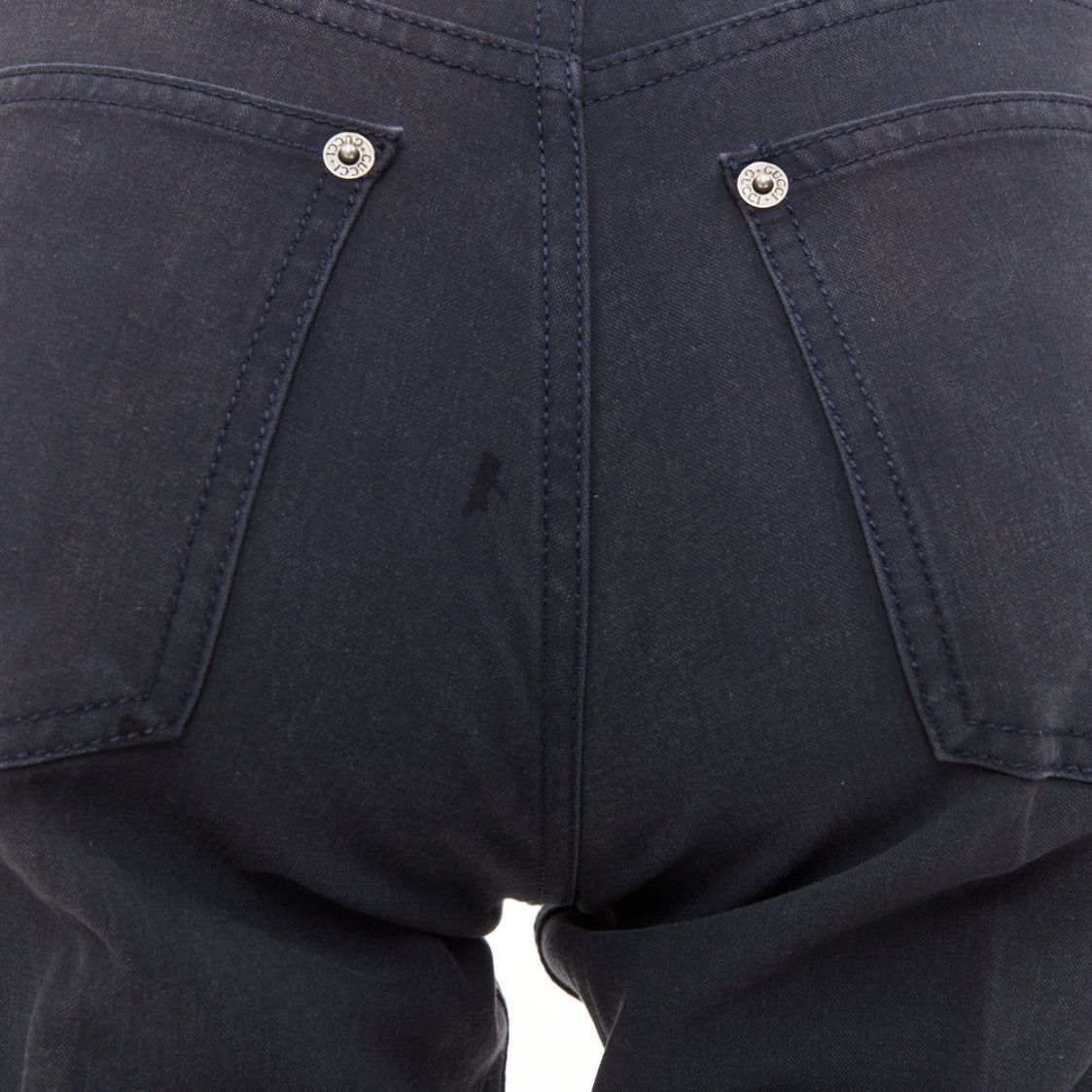 Gucci GUCCI black washed logo tab pocketed mid waist straight leg pants IT38 XS Size 26" / US 2 / IT 38 - 7 Thumbnail