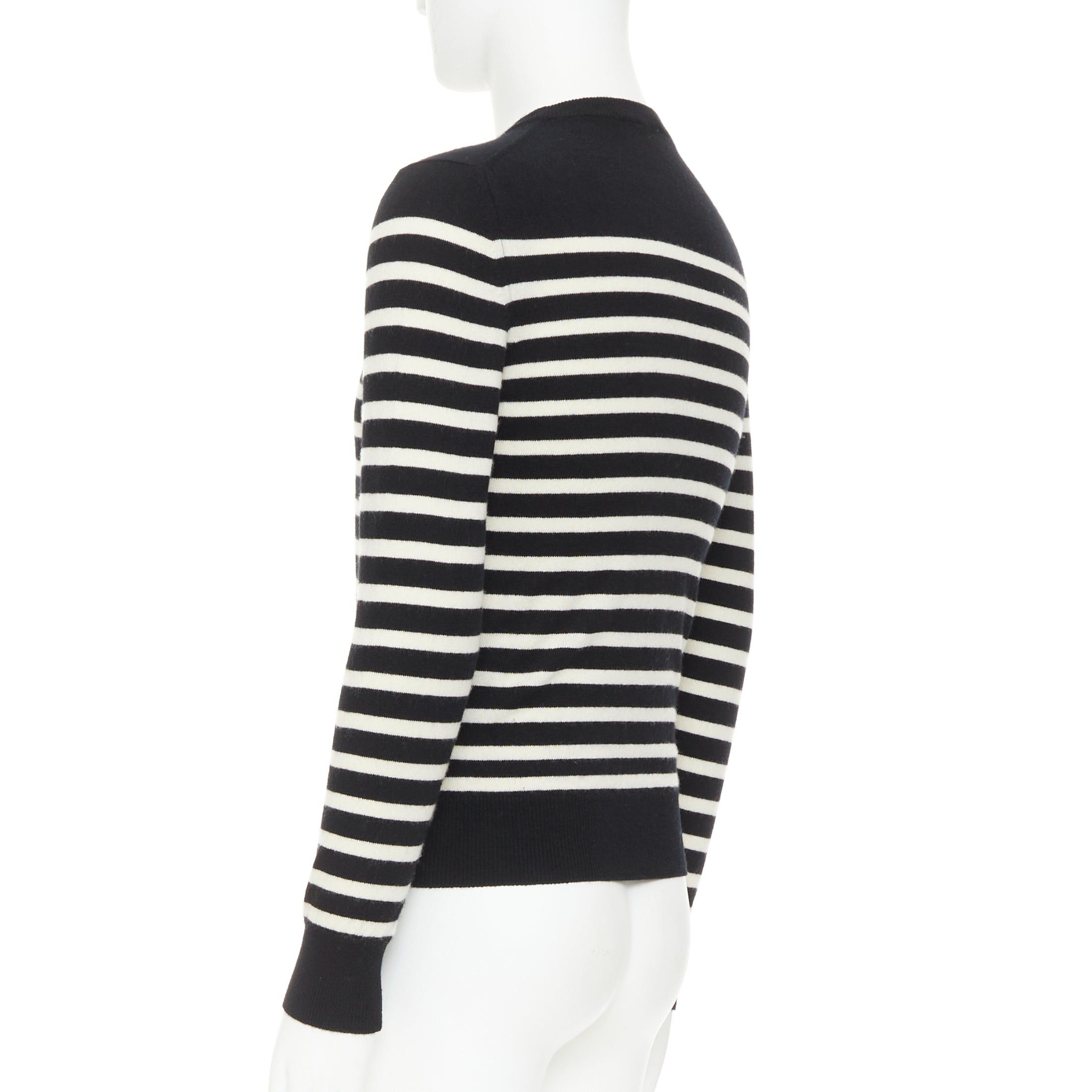 Saint Laurent Paris SAINT LAURENT 2017 100% Cashmere black white horizontal striped crewneck sweater XS Size US XS / EU 42 / 0 - 6 Thumbnail