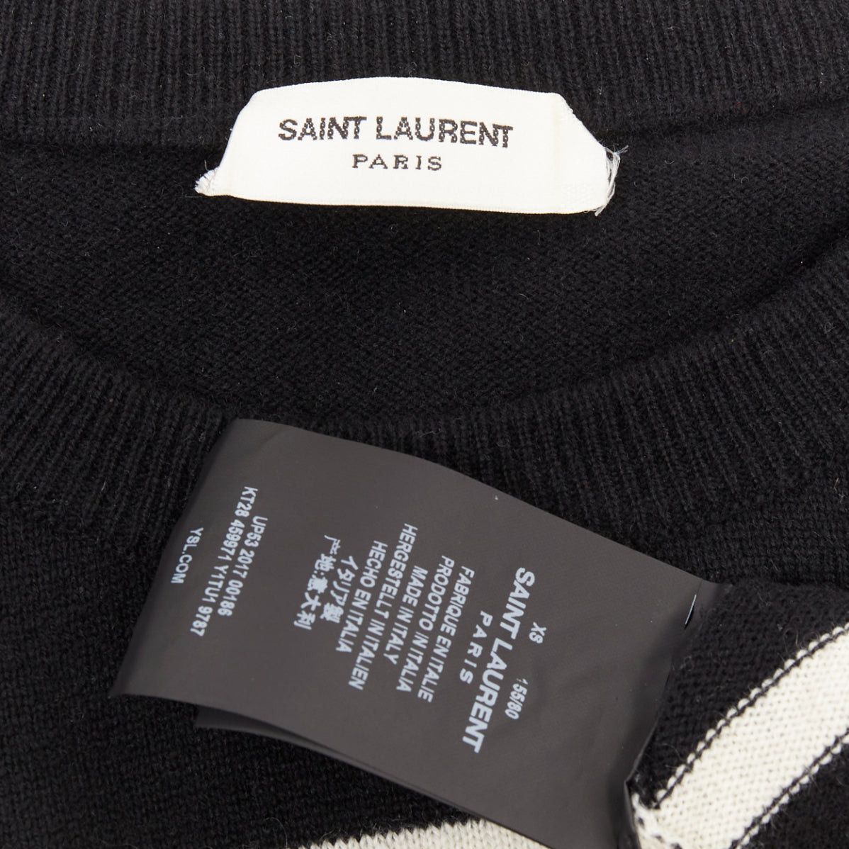 Saint Laurent Paris SAINT LAURENT 2017 100% Cashmere black white horizontal striped crewneck sweater XS Size US XS / EU 42 / 0 - 8 Thumbnail