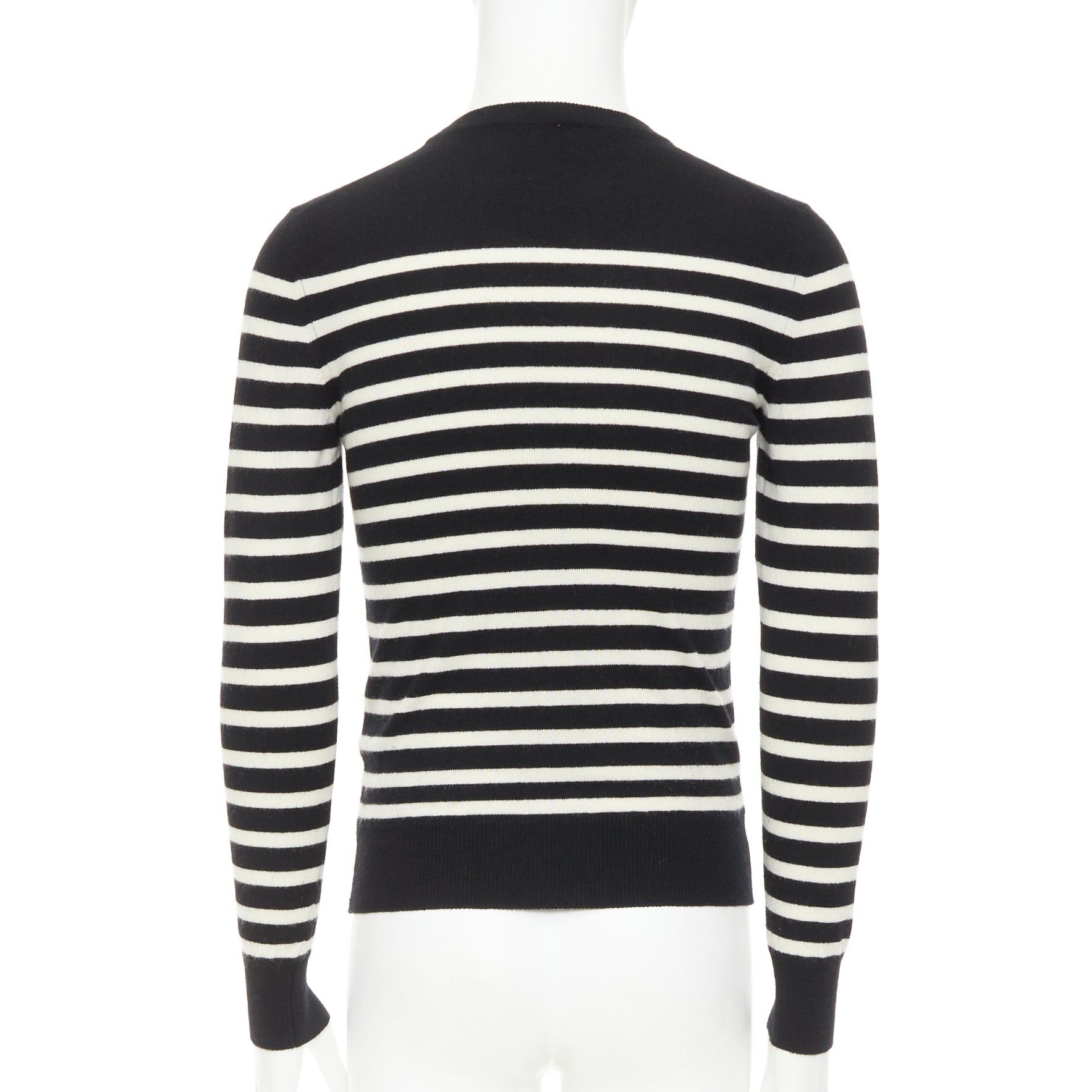 Saint Laurent Paris SAINT LAURENT 2017 100% Cashmere black white horizontal striped crewneck sweater XS Size US XS / EU 42 / 0 - 5 Thumbnail