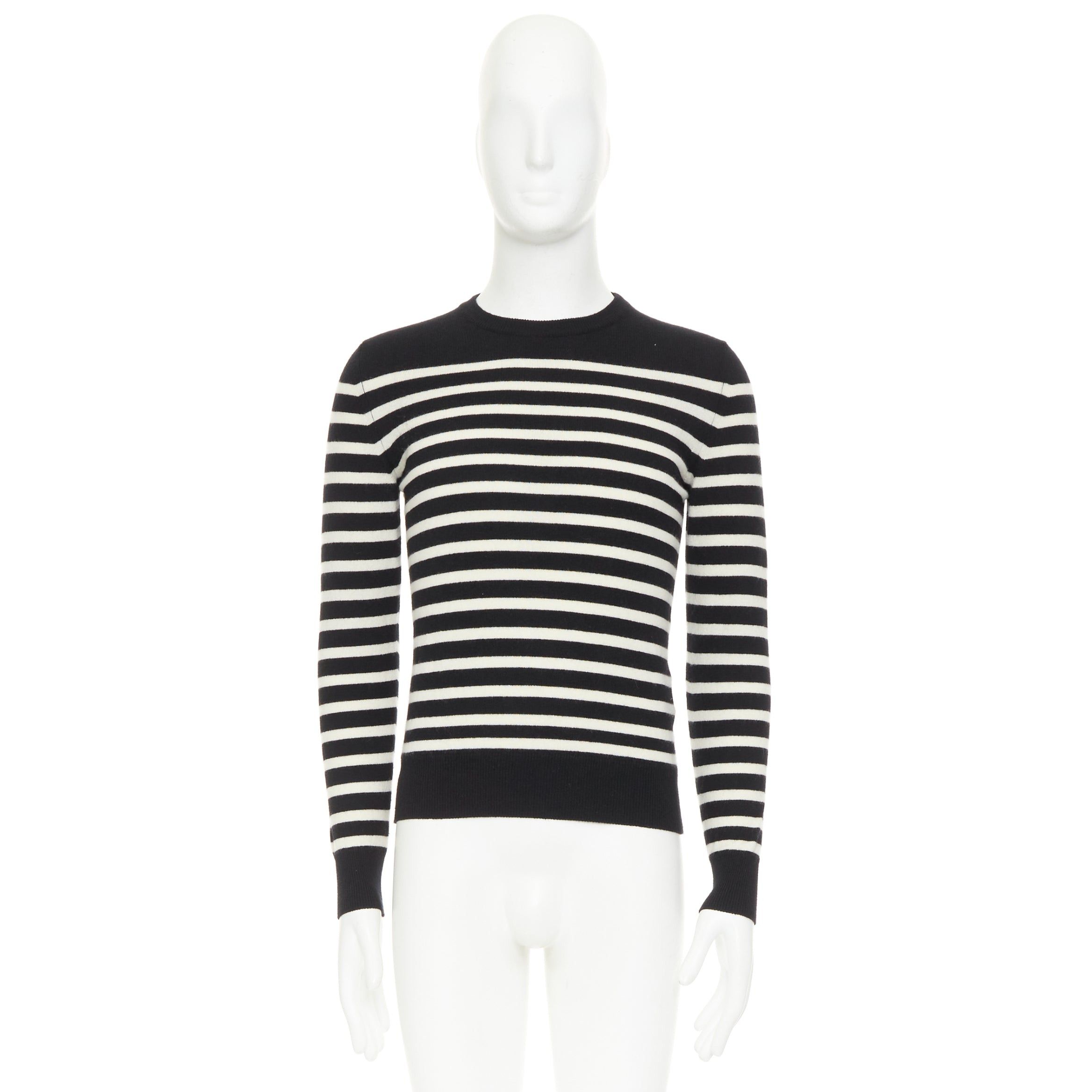 Saint Laurent Paris SAINT LAURENT 2017 100% Cashmere black white horizontal striped crewneck sweater XS Size US XS / EU 42 / 0 - 9 Thumbnail