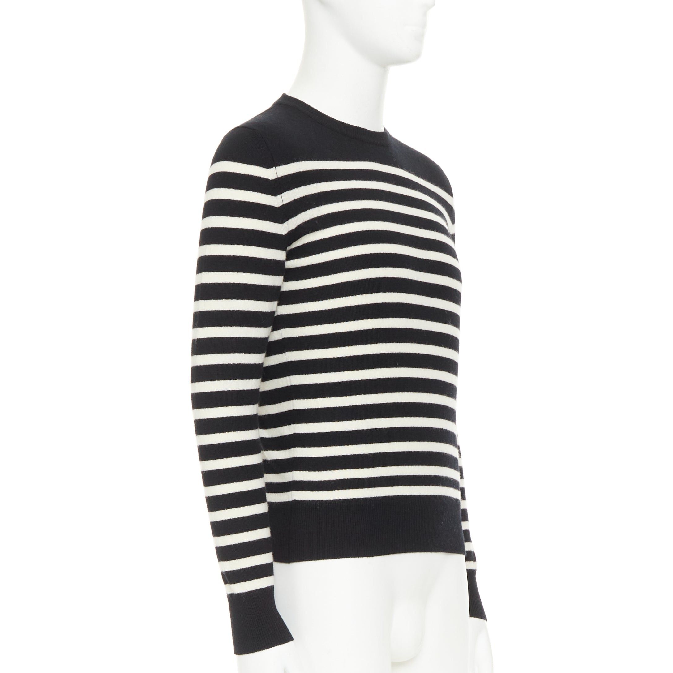 Saint Laurent Paris SAINT LAURENT 2017 100% Cashmere black white horizontal striped crewneck sweater XS Size US XS / EU 42 / 0 - 3 Thumbnail