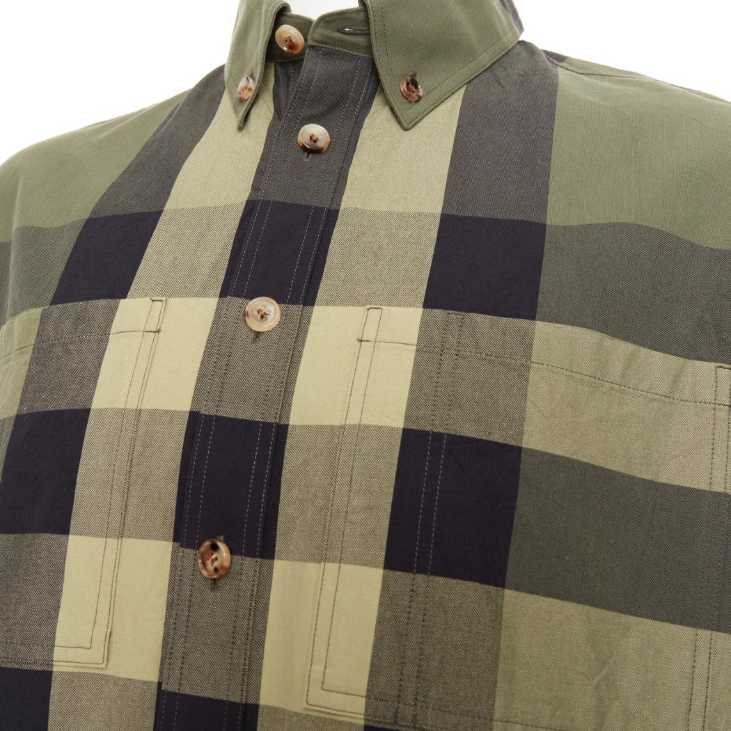 Burberry BURBERRY Travis military green black oversized vintage House Check boxy cotton shirt M Size US M / EU 48-50 / 2 - 2 Thumbnail
