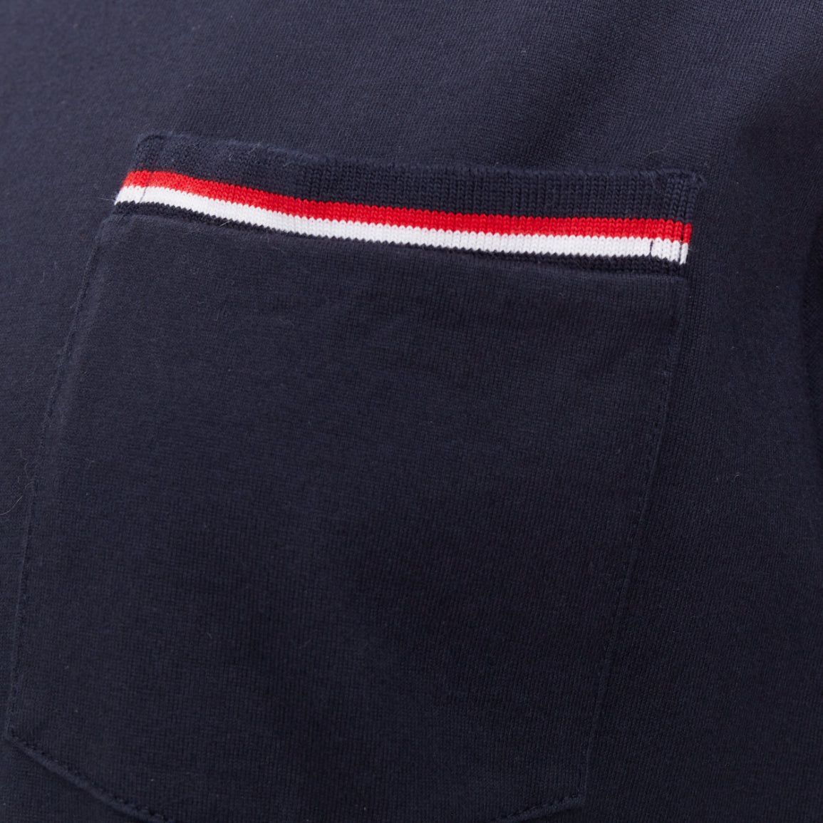 Thom Browne THOM BROWNE 2022 navy cotton RWB stripe trim short sleeve pocket tshirt Sz1 S Size S / US 4 / IT 40 - 7 Thumbnail