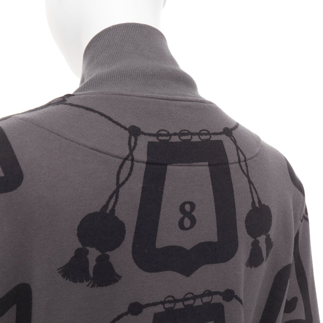 Hermes HERMES 2021 Poste et Cavalerie grey black rope print bomber jacket FR42 XL Size L / US 10 / IT 46 - 8 Thumbnail