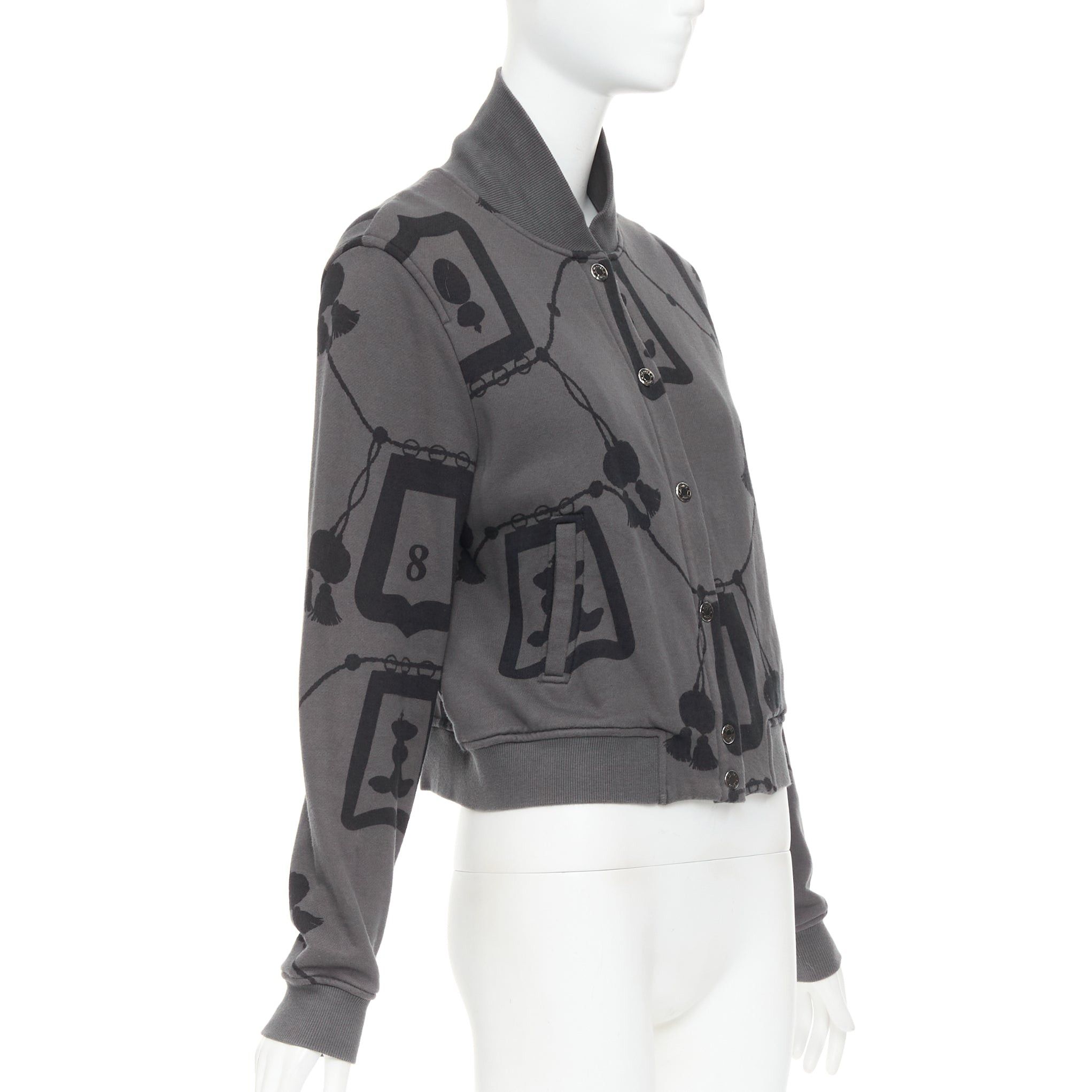 Hermes HERMES 2021 Poste et Cavalerie grey black rope print bomber jacket FR42 XL Size L / US 10 / IT 46 - 4 Thumbnail
