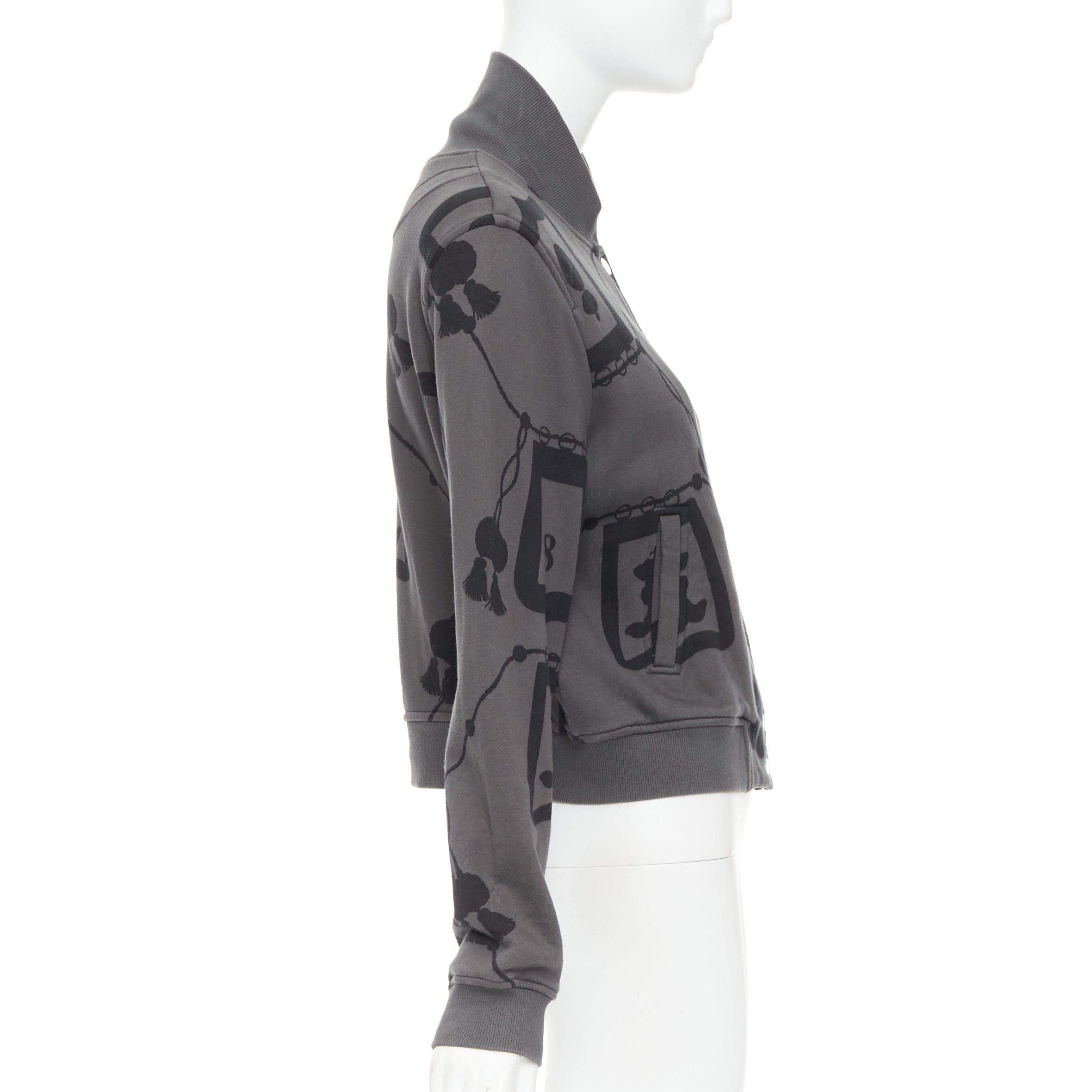 Hermes HERMES 2021 Poste et Cavalerie grey black rope print bomber jacket FR42 XL Size L / US 10 / IT 46 - 5 Thumbnail