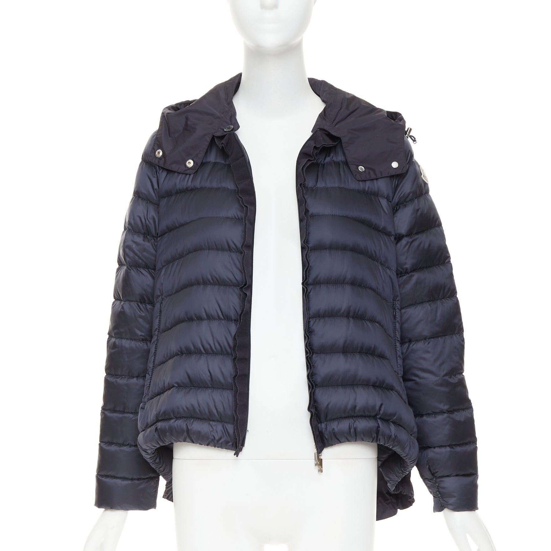 Moncler MONCLER Dorothee Guibbotto navy nylon ruffle trim hooded jacket Sz2 M Size M / US 6-8 / IT 42-44 - 3 Thumbnail