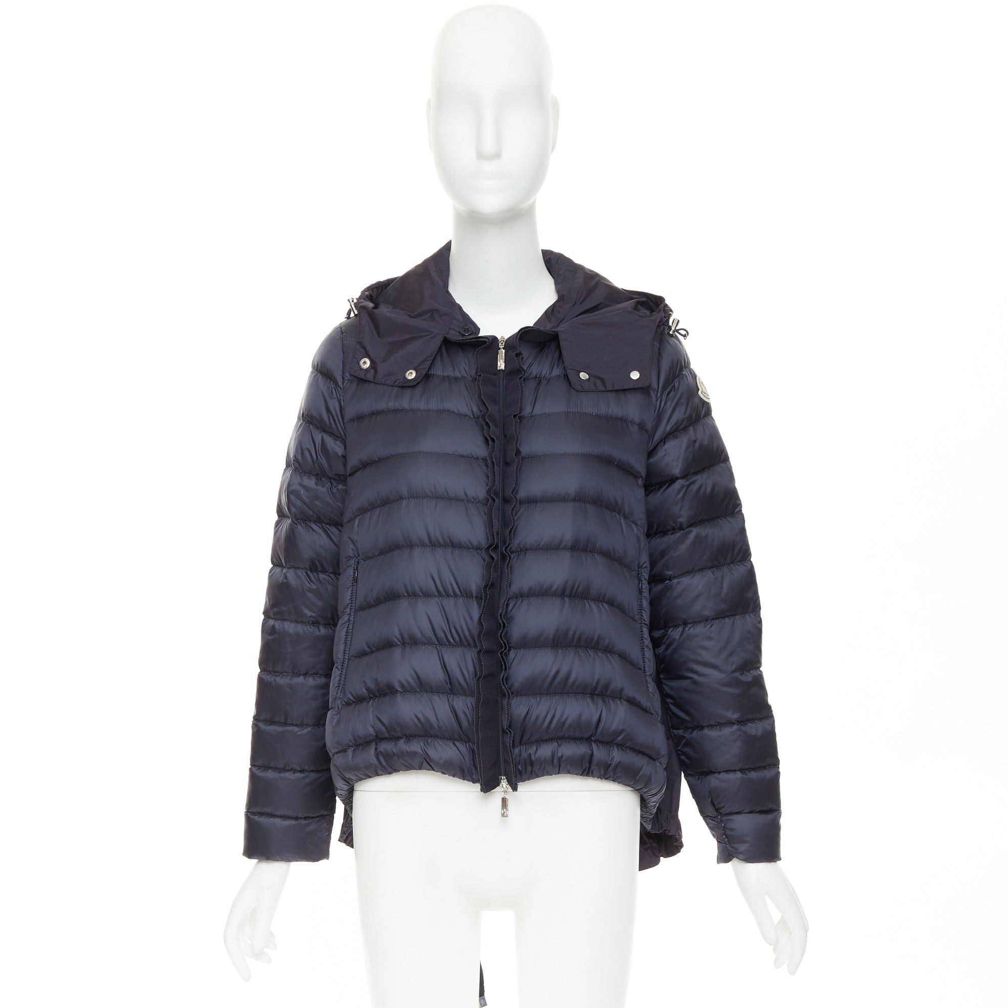 Moncler MONCLER Dorothee Guibbotto navy nylon ruffle trim hooded jacket Sz2 M Size M / US 6-8 / IT 42-44 - 10 Thumbnail