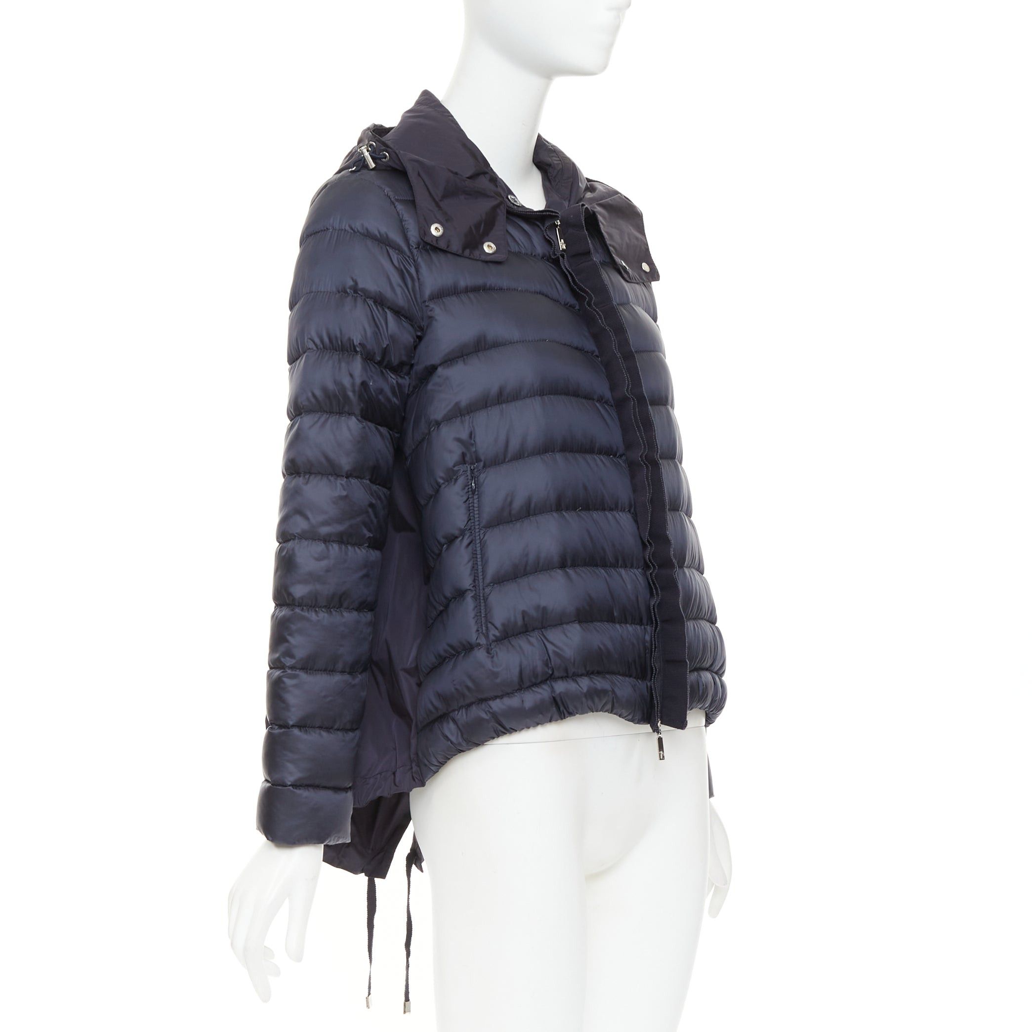 Moncler MONCLER Dorothee Guibbotto navy nylon ruffle trim hooded jacket Sz2 M Size M / US 6-8 / IT 42-44 - 4 Thumbnail