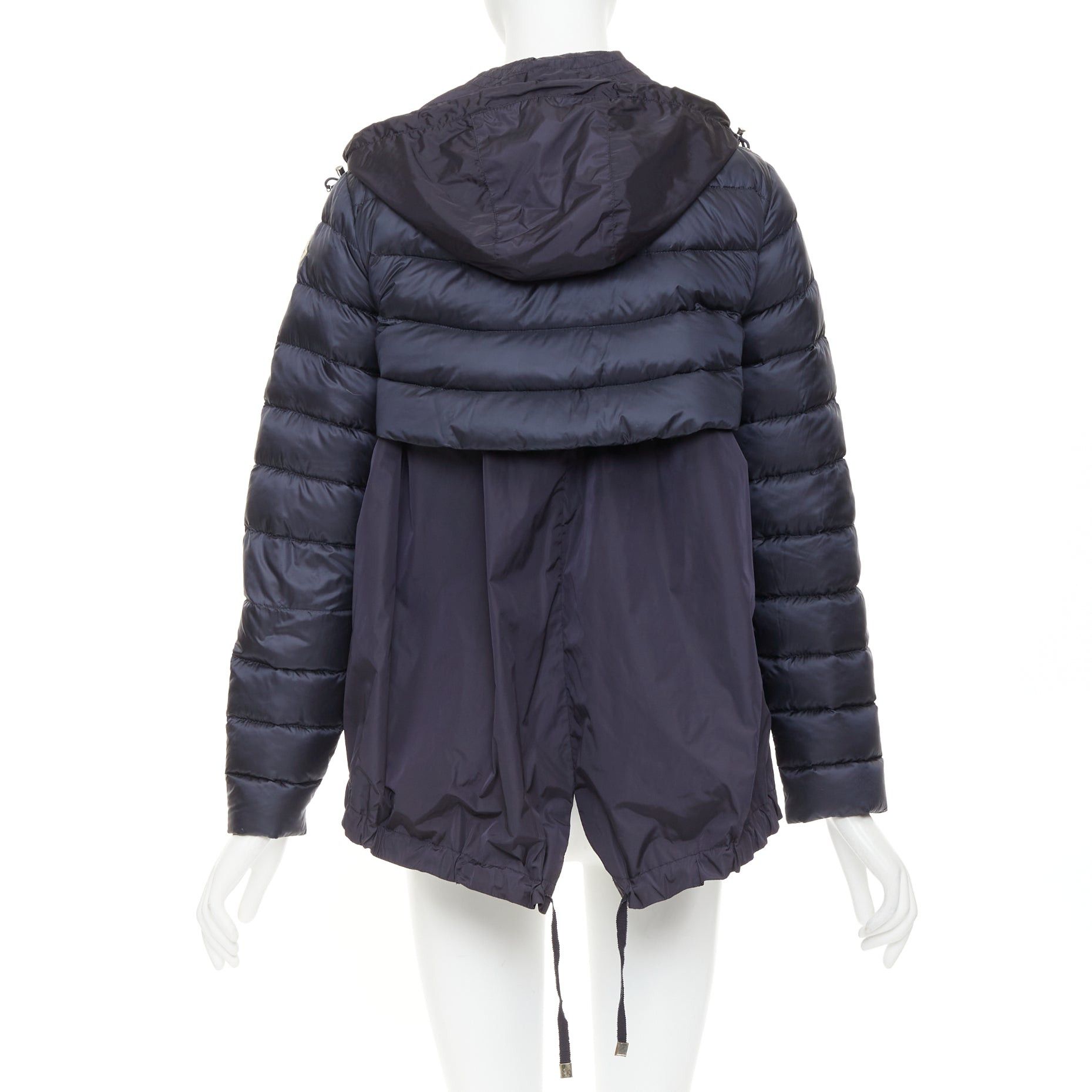 Moncler MONCLER Dorothee Guibbotto navy nylon ruffle trim hooded jacket Sz2 M Size M / US 6-8 / IT 42-44 - 2 Thumbnail