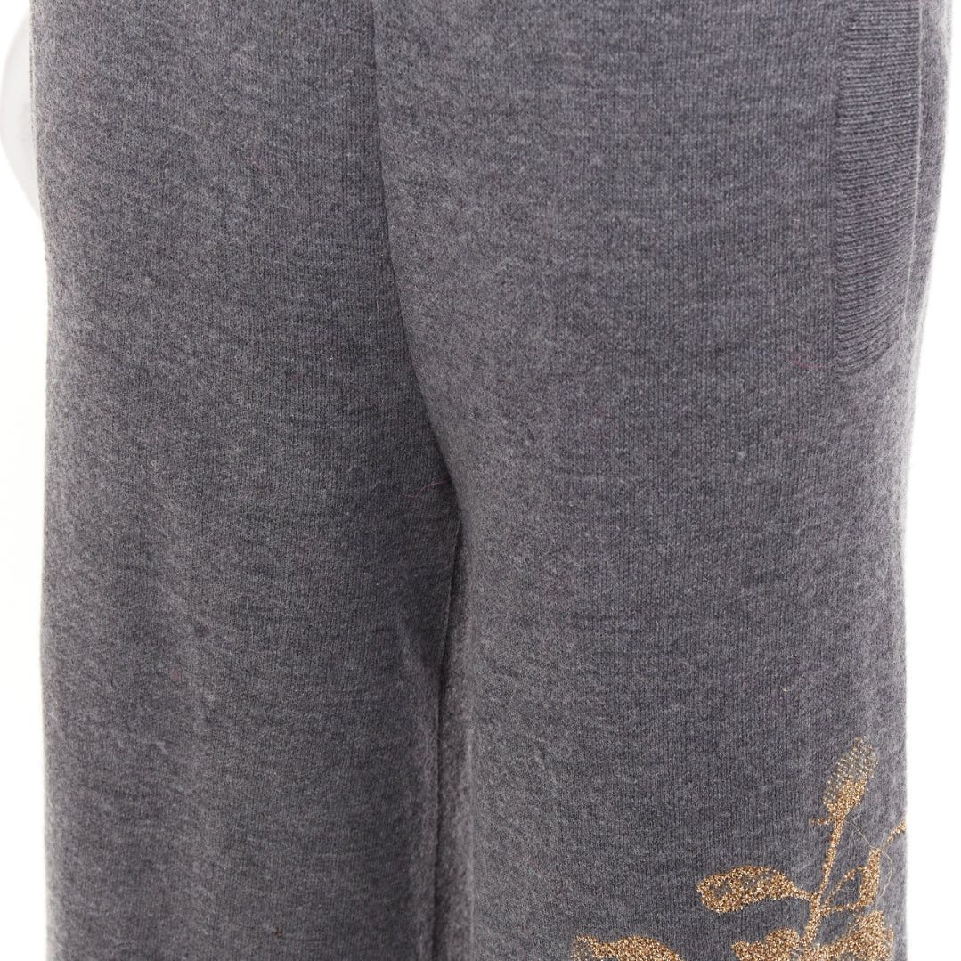Dries Van Noten DRIES VAN NOTEN 2017 grey merino wool gold metallic floral intarsia wide leg pants S Size 27" / US 4 / IT 40 - 7 Thumbnail