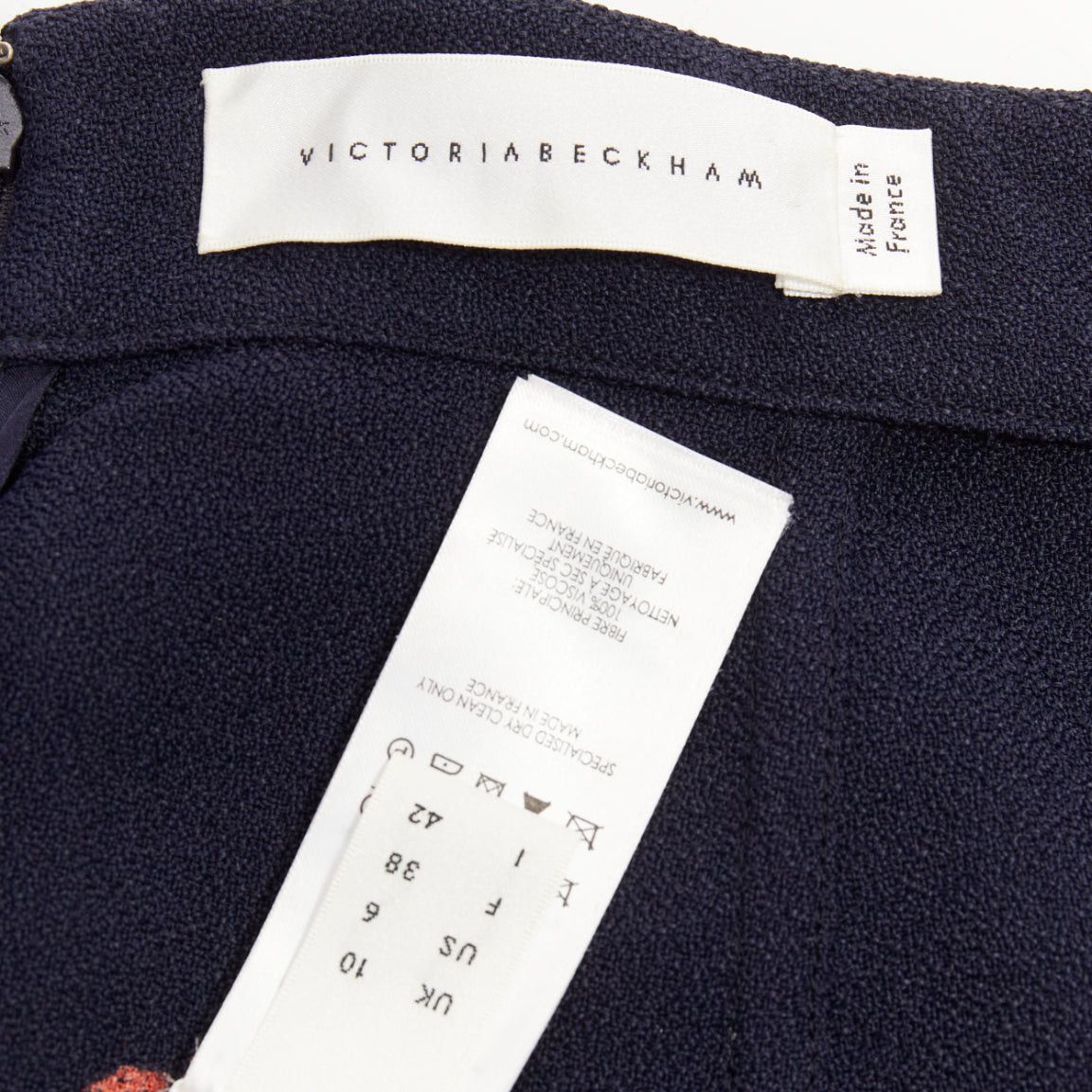Victoria Beckham VICTORIA BECKHAM 2018 navy orange floral print asymmetric panelled midi skirt UK10 M Size 28" / US 6 / IT 42 - 8 Thumbnail