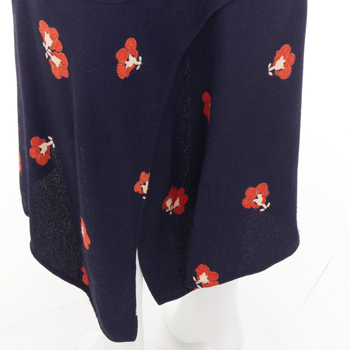 Victoria Beckham VICTORIA BECKHAM 2018 navy orange floral print asymmetric panelled midi skirt UK10 M Size 28" / US 6 / IT 42 - 2 Thumbnail