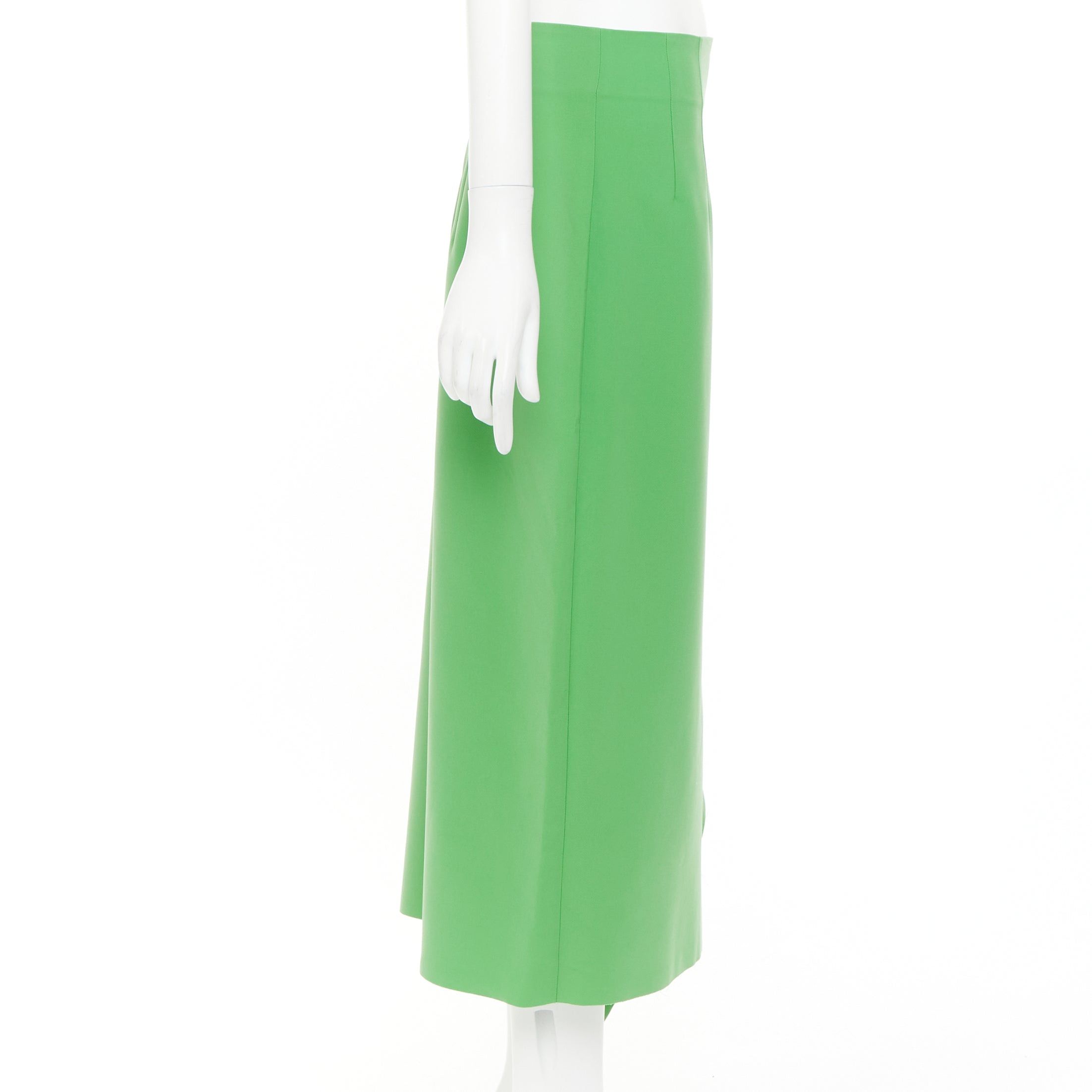 A.W.A.K.E. MODE AWAKE MODE 2022 Kelly Green crepe raw edge asymmetric draped midi skirt FR40 L Size 30" / US 8 / IT 44 - 4 Thumbnail