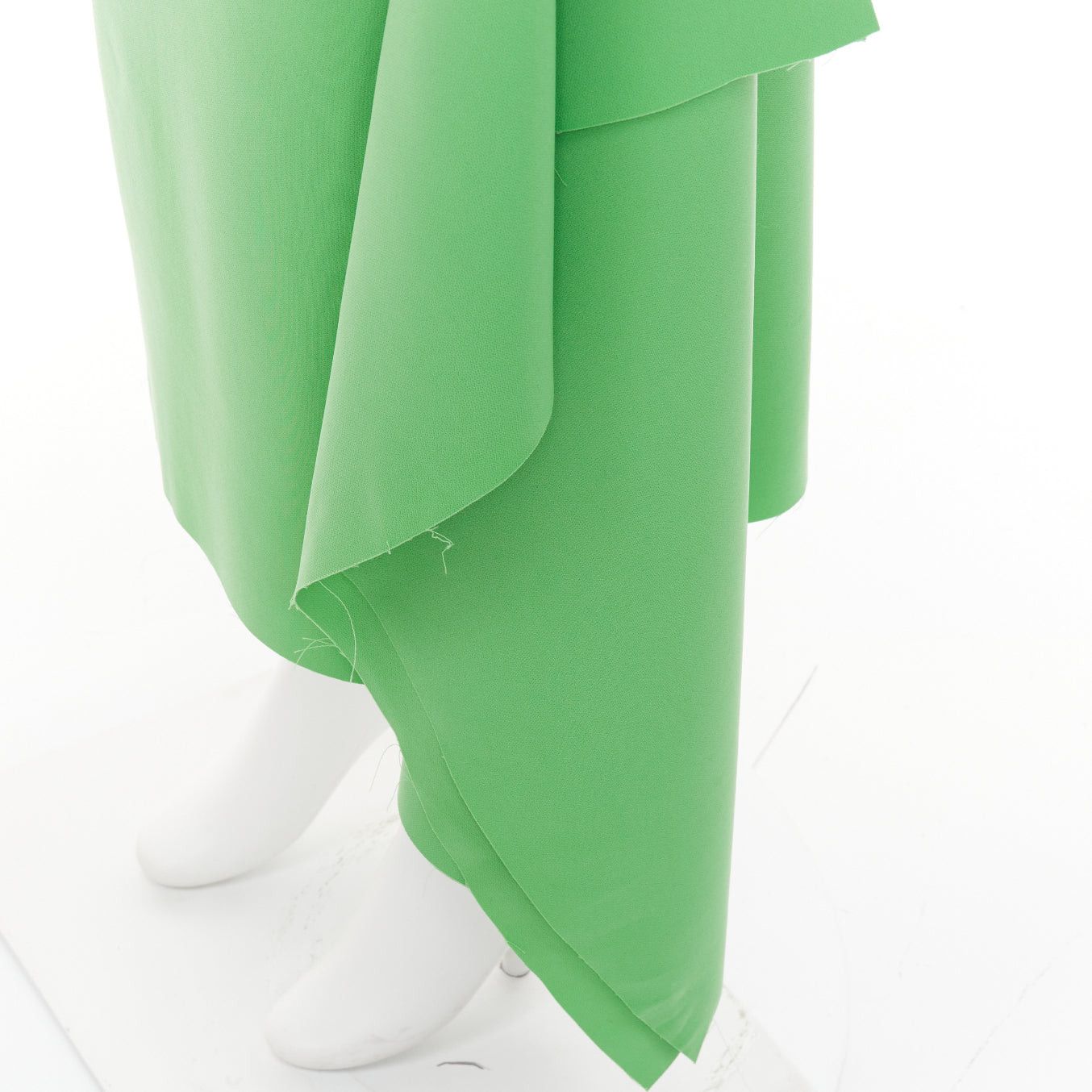 A.W.A.K.E. MODE AWAKE MODE 2022 Kelly Green crepe raw edge asymmetric draped midi skirt FR40 L Size 30" / US 8 / IT 44 - 2 Thumbnail