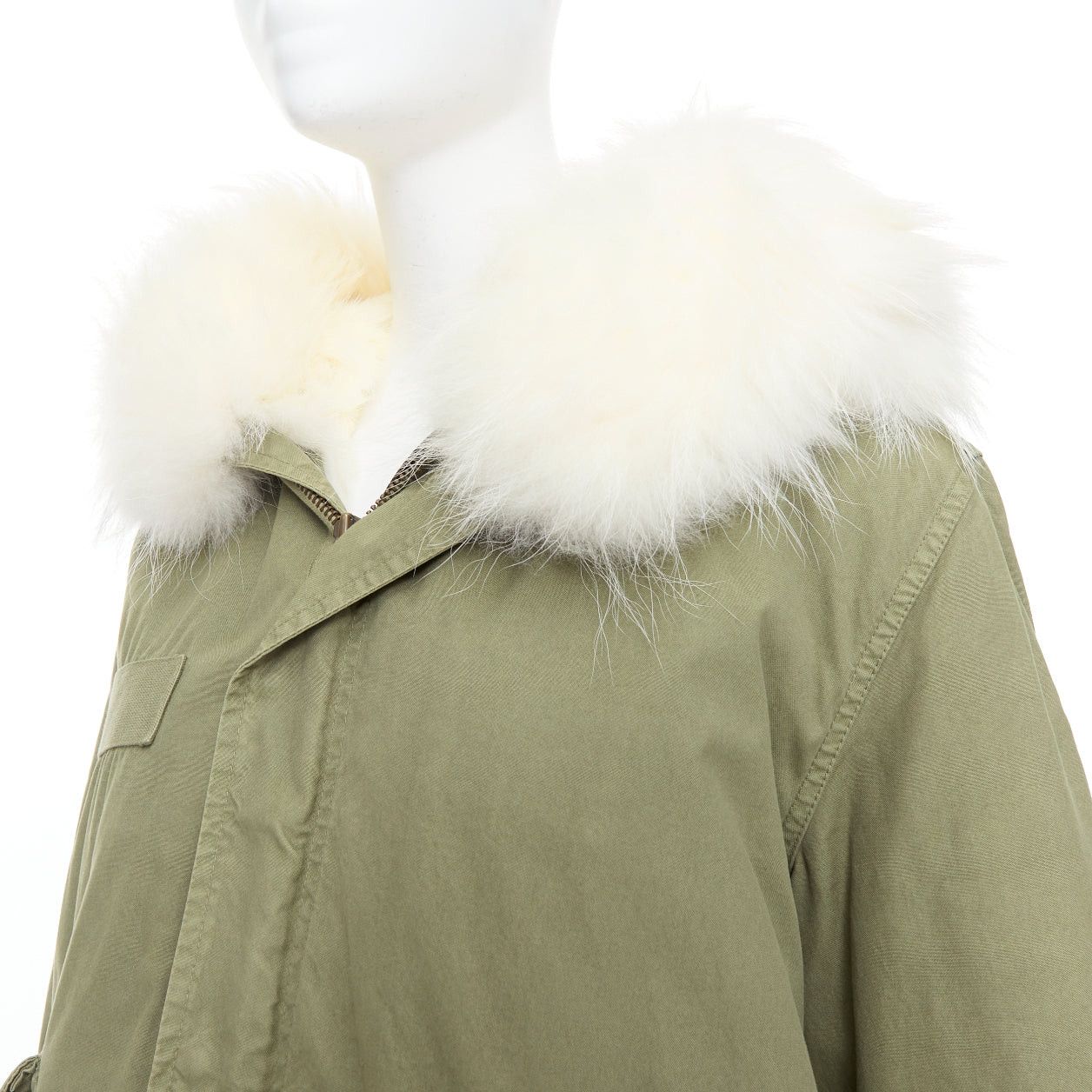 MR & MRS ITALY MR AND MRS ITALY white fur lined hooded military green parka coat XXS Size XS / US 0-2 / IT 36-38 - 2 Thumbnail