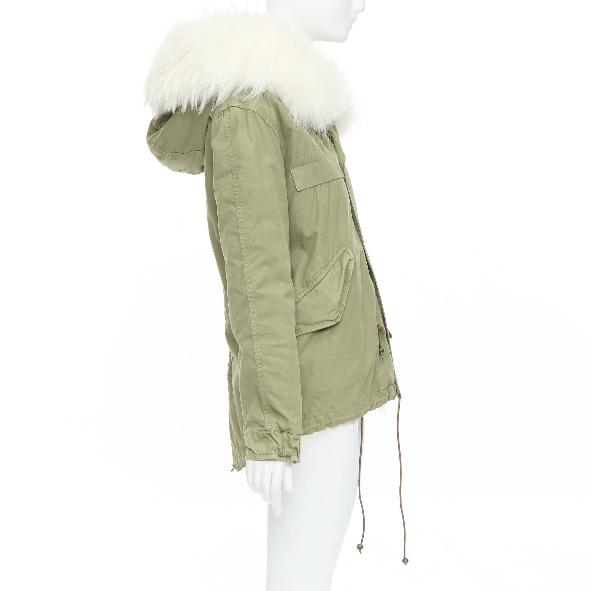 MR & MRS ITALY MR AND MRS ITALY white fur lined hooded military green parka coat XXS Size XS / US 0-2 / IT 36-38 - 5 Thumbnail