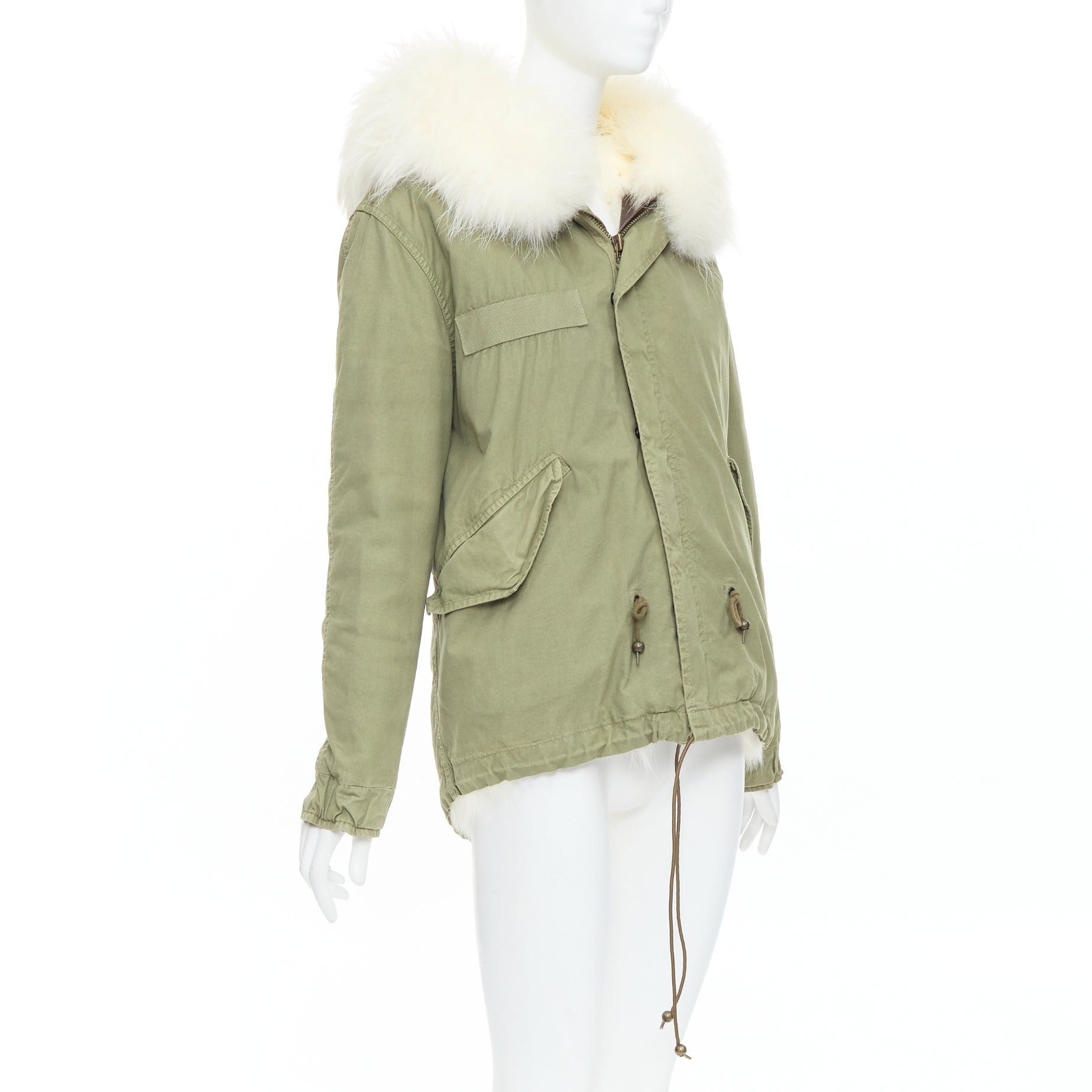 MR & MRS ITALY MR AND MRS ITALY white fur lined hooded military green parka coat XXS Size XS / US 0-2 / IT 36-38 - 4 Thumbnail