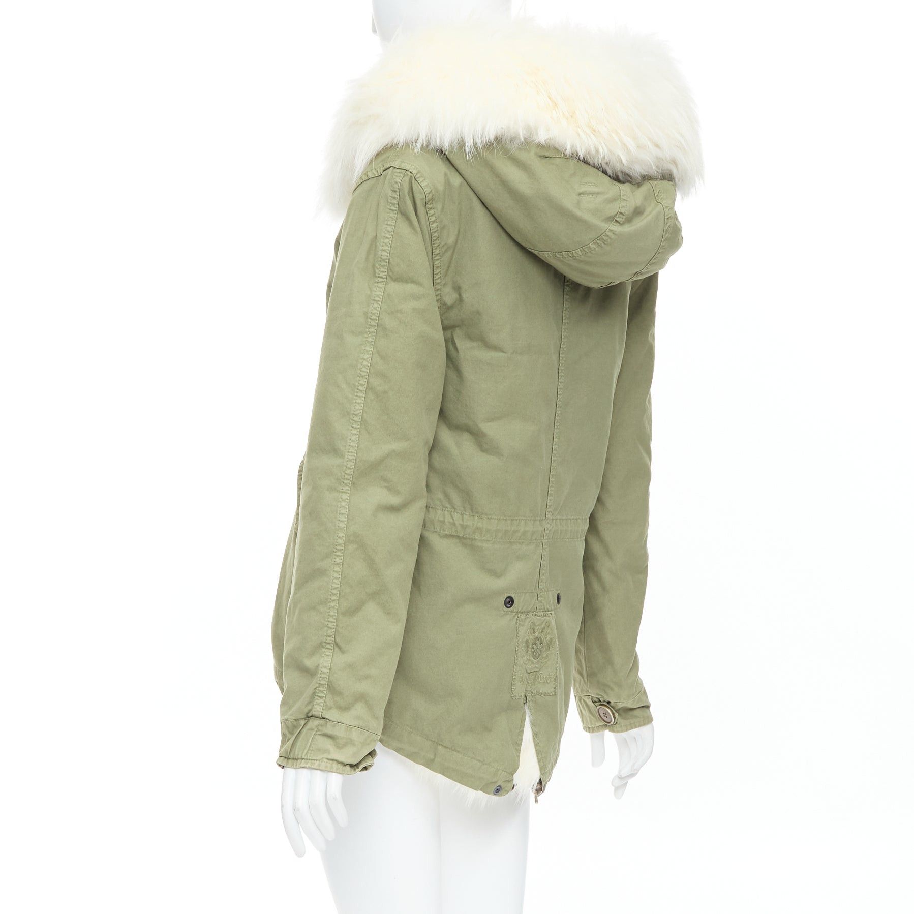MR & MRS ITALY MR AND MRS ITALY white fur lined hooded military green parka coat XXS Size XS / US 0-2 / IT 36-38 - 7 Thumbnail
