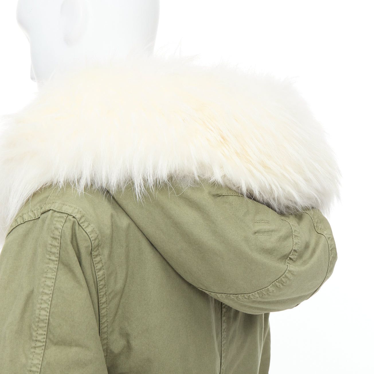 MR & MRS ITALY MR AND MRS ITALY white fur lined hooded military green parka coat XXS Size XS / US 0-2 / IT 36-38 - 8 Thumbnail