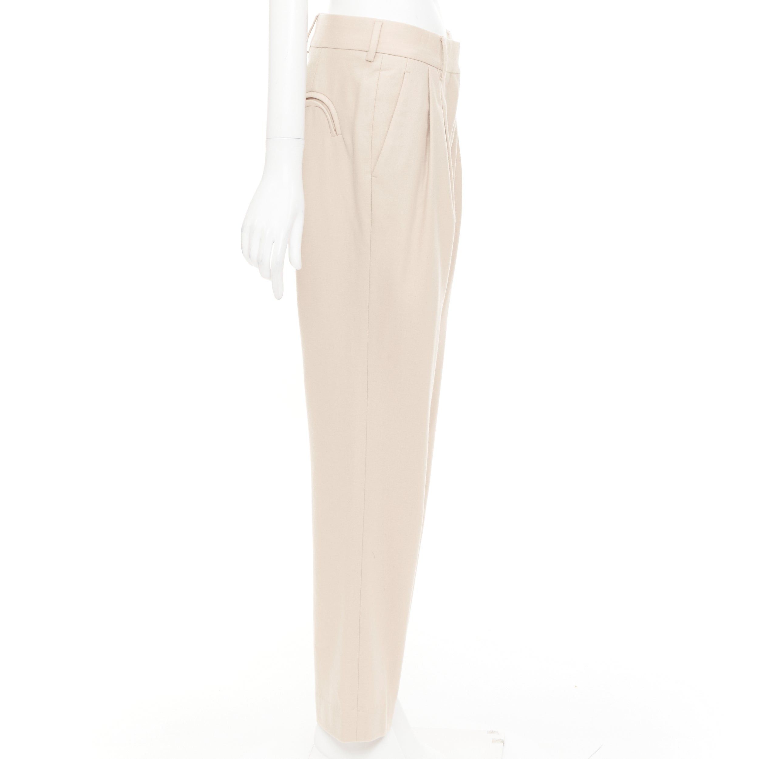 Other BLAZE MILANO camel virgin wool Signature curved pocket pleat front pants US2 S Size 27" / US 4 / IT 40 - 4 Thumbnail