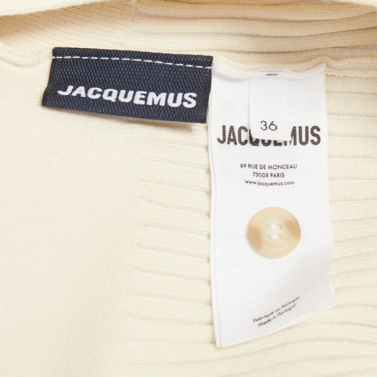 Jacquemus JACQUEMUS Le Body Yauco ivory viscose blend ribbed knit polo bodysuit top FR36 S Size S / US 4 / IT 40 - 8 Thumbnail