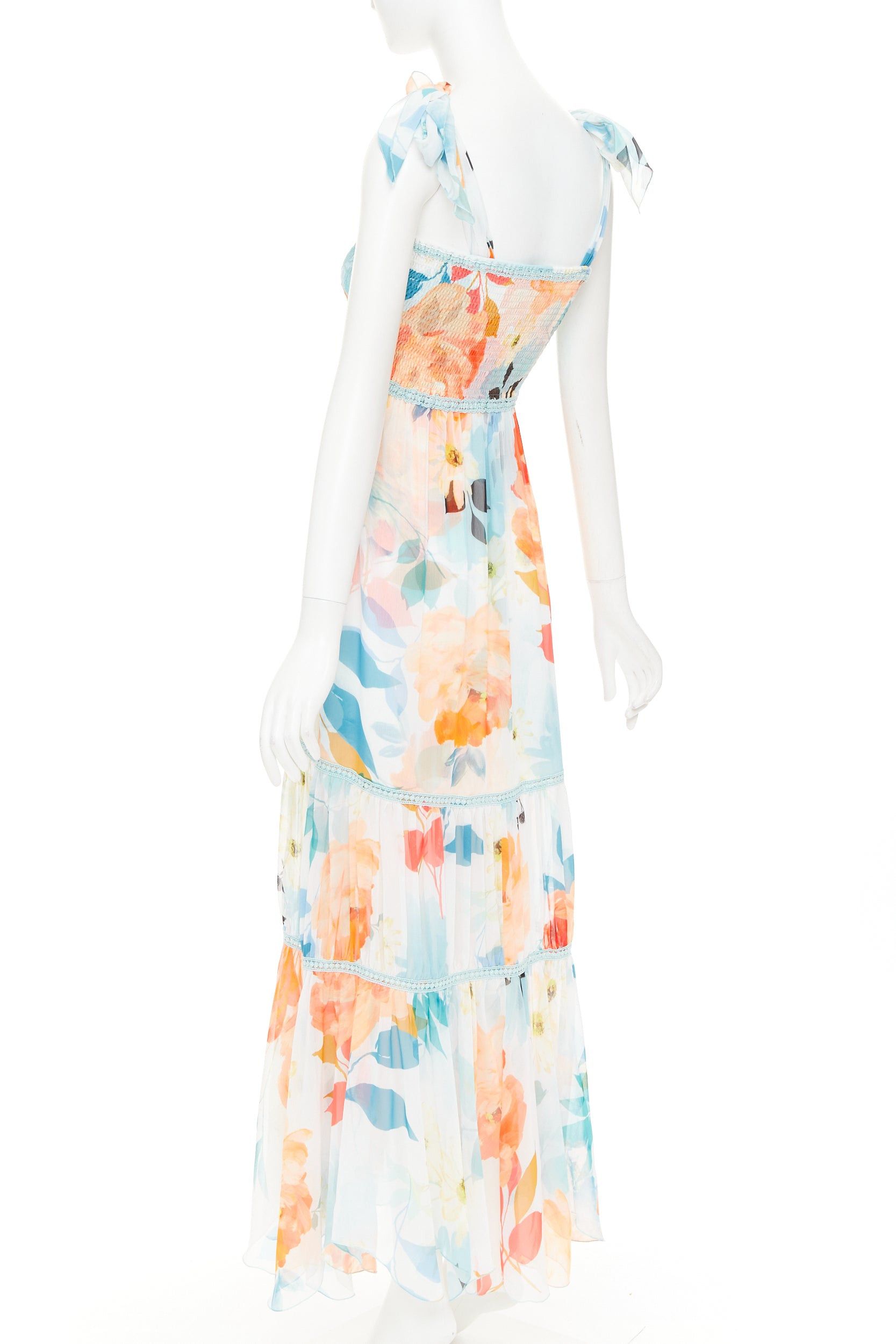 Charo Ruiz CHARO RUIZ Artemis white multicolor viscose blend floral print tie maxi dress S Size S / US 4 / IT 40 - 6 Thumbnail