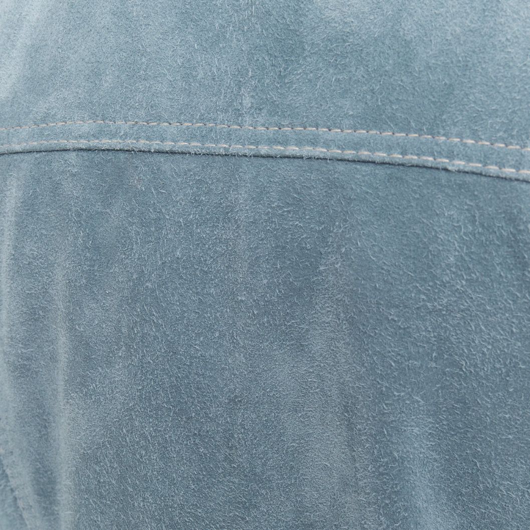 Saint Laurent Paris SAINT LAURENT 2018 blue suede cream shearing lined trucker jacket FR44 XS Size US XS / EU 42 / 0 - 8 Thumbnail