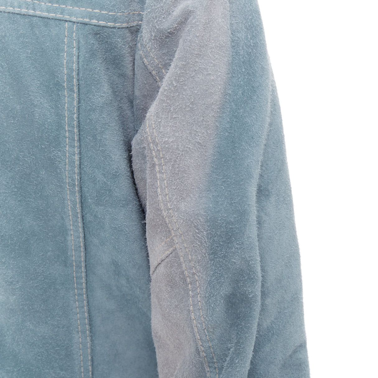 Saint Laurent Paris SAINT LAURENT 2018 blue suede cream shearing lined trucker jacket FR44 XS Size US XS / EU 42 / 0 - 7 Thumbnail