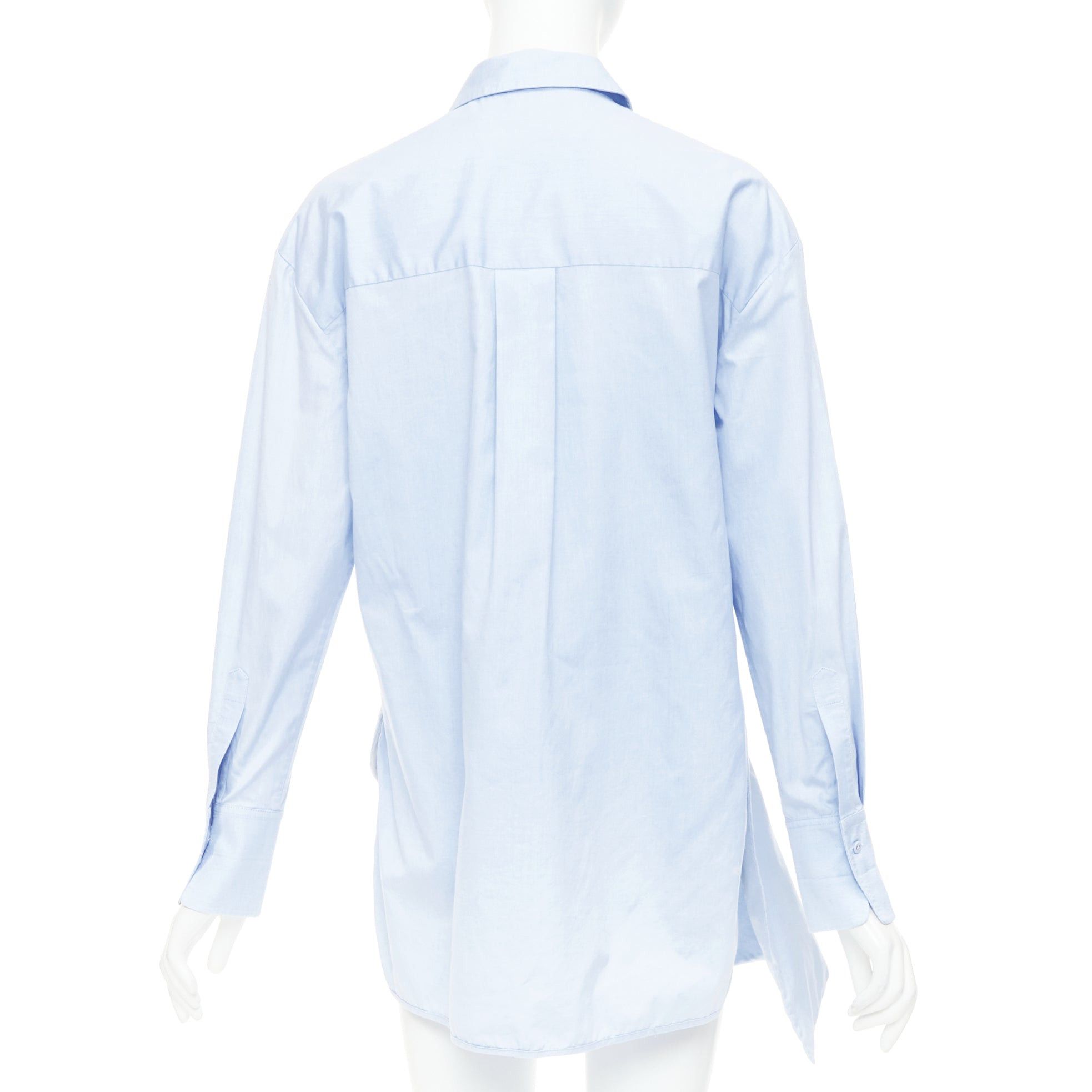 Victoria Beckham VVB VICTORIA BECKHAM light blue cotton asymmetric pleated hem dress shirt UK6 XS Size XS / US 0-2 / IT 36-38 - 5 Thumbnail