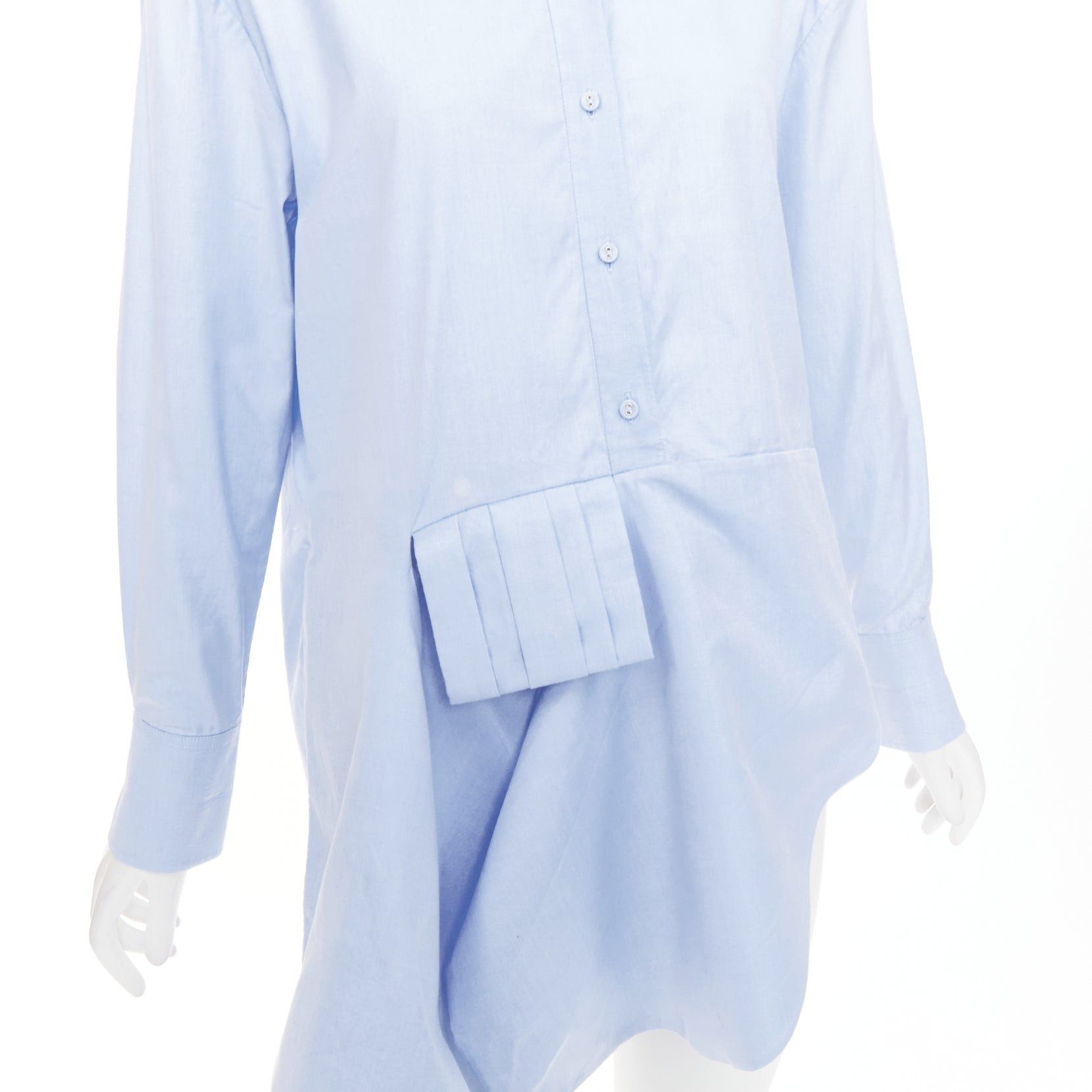 Victoria Beckham VVB VICTORIA BECKHAM light blue cotton asymmetric pleated hem dress shirt UK6 XS Size XS / US 0-2 / IT 36-38 - 2 Thumbnail