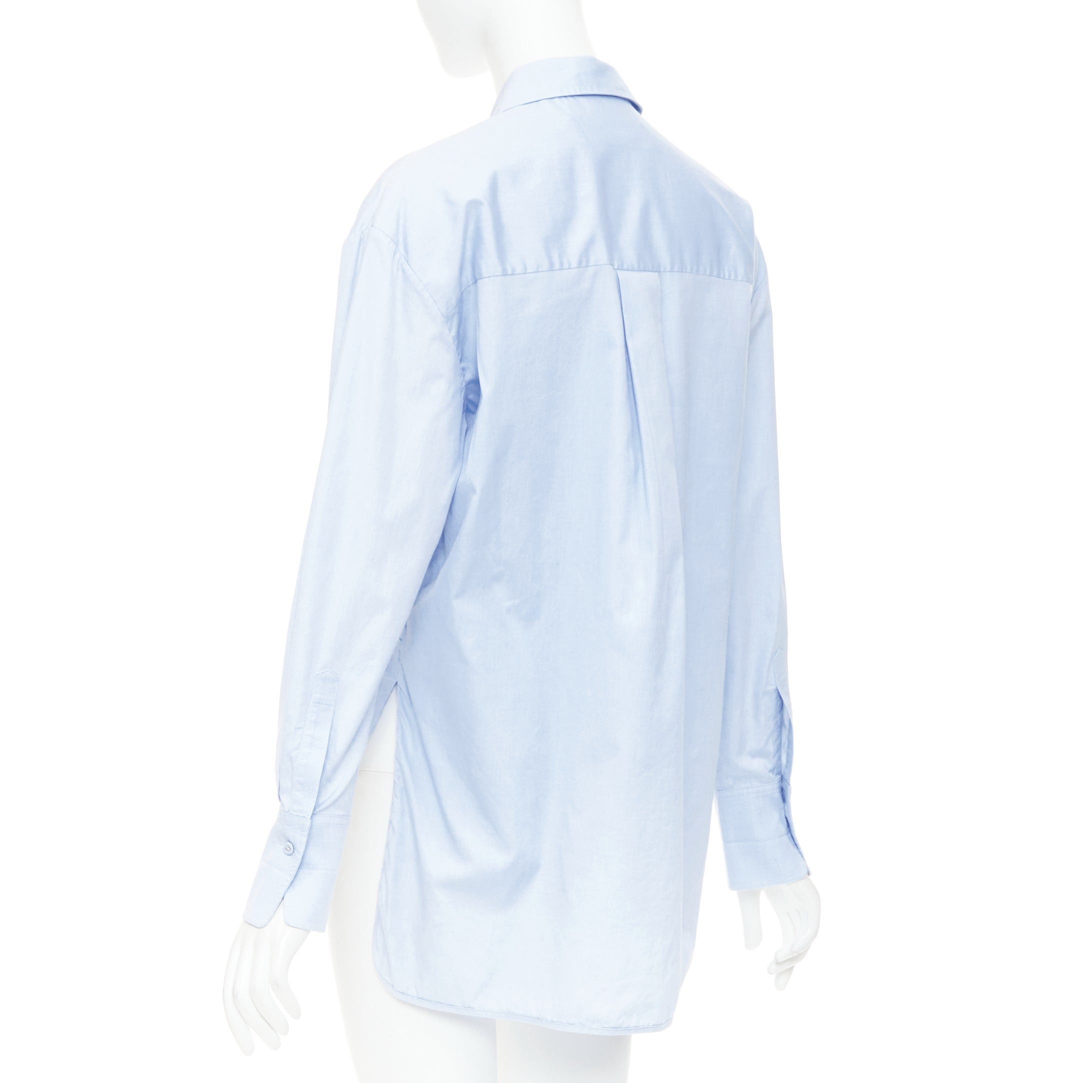 Victoria Beckham VVB VICTORIA BECKHAM light blue cotton asymmetric pleated hem dress shirt UK6 XS Size XS / US 0-2 / IT 36-38 - 6 Thumbnail