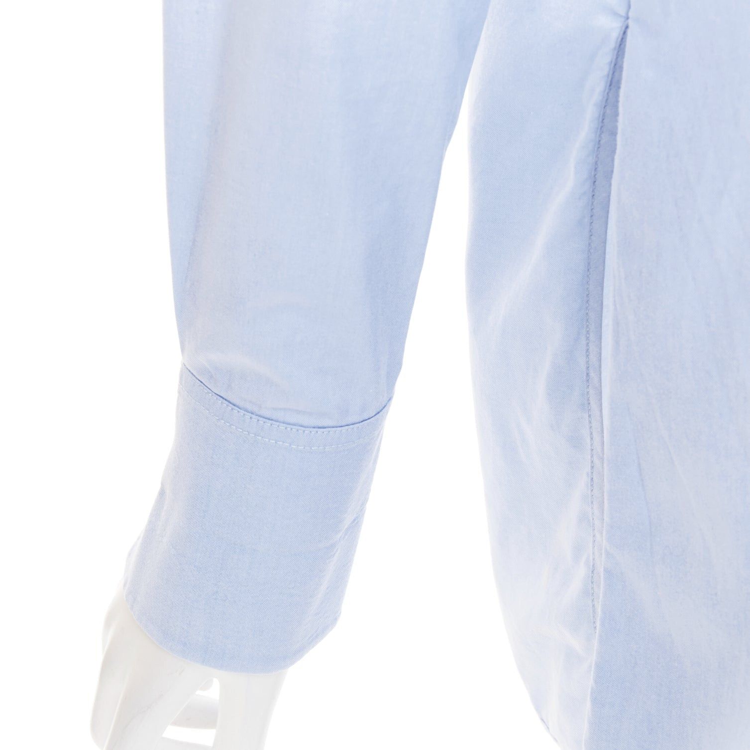 Victoria Beckham VVB VICTORIA BECKHAM light blue cotton asymmetric pleated hem dress shirt UK6 XS Size XS / US 0-2 / IT 36-38 - 7 Thumbnail