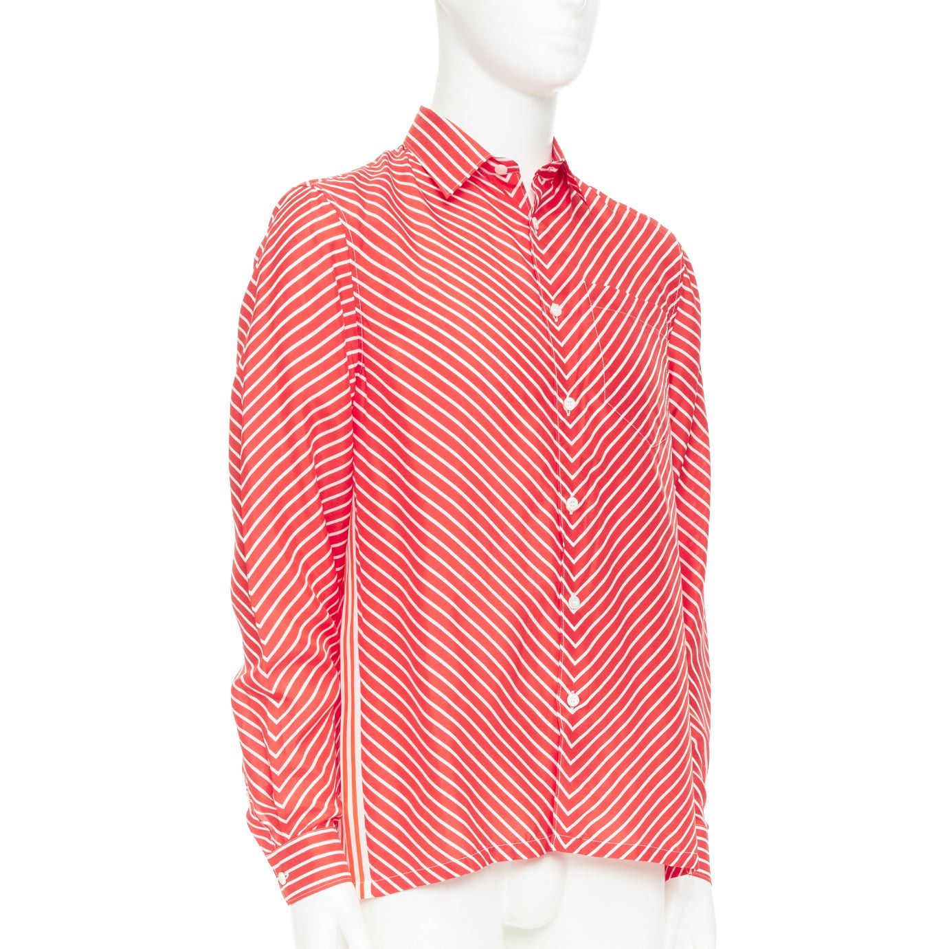 Prada PRADA 2022 100% silk red white diagonal stripe logo back dress shirt EU39 M Size US M / EU 48-50 / 2 - 3 Thumbnail