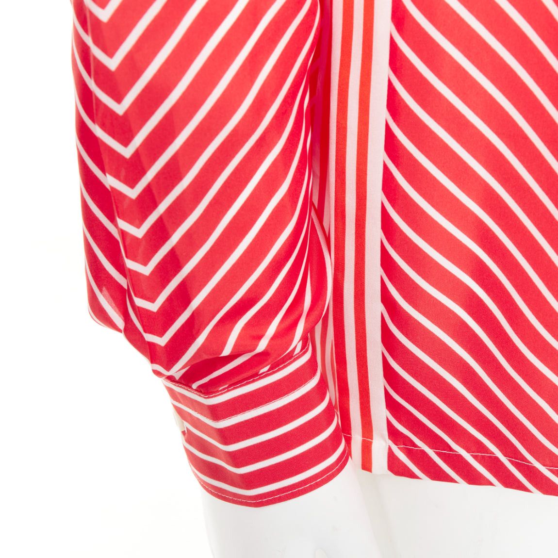 Prada PRADA 2022 100% silk red white diagonal stripe logo back dress shirt EU39 M Size US M / EU 48-50 / 2 - 7 Thumbnail