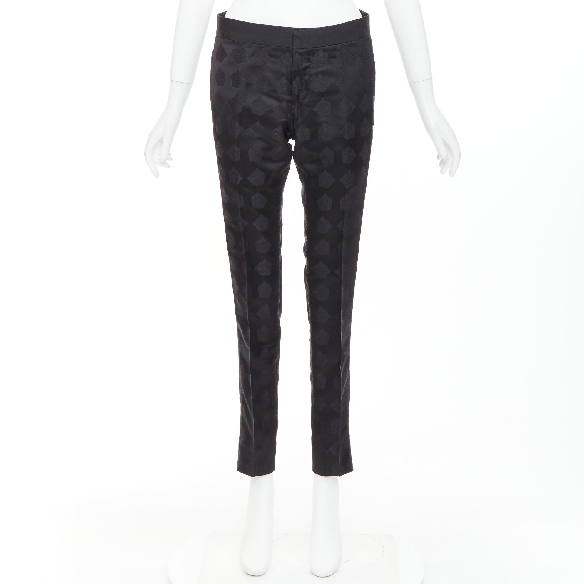 Gucci GUCCI black silk blend tiger head jacquard mid waist cropped dress pants IT44 XS Size US 26 / EU 42 - 9 Thumbnail