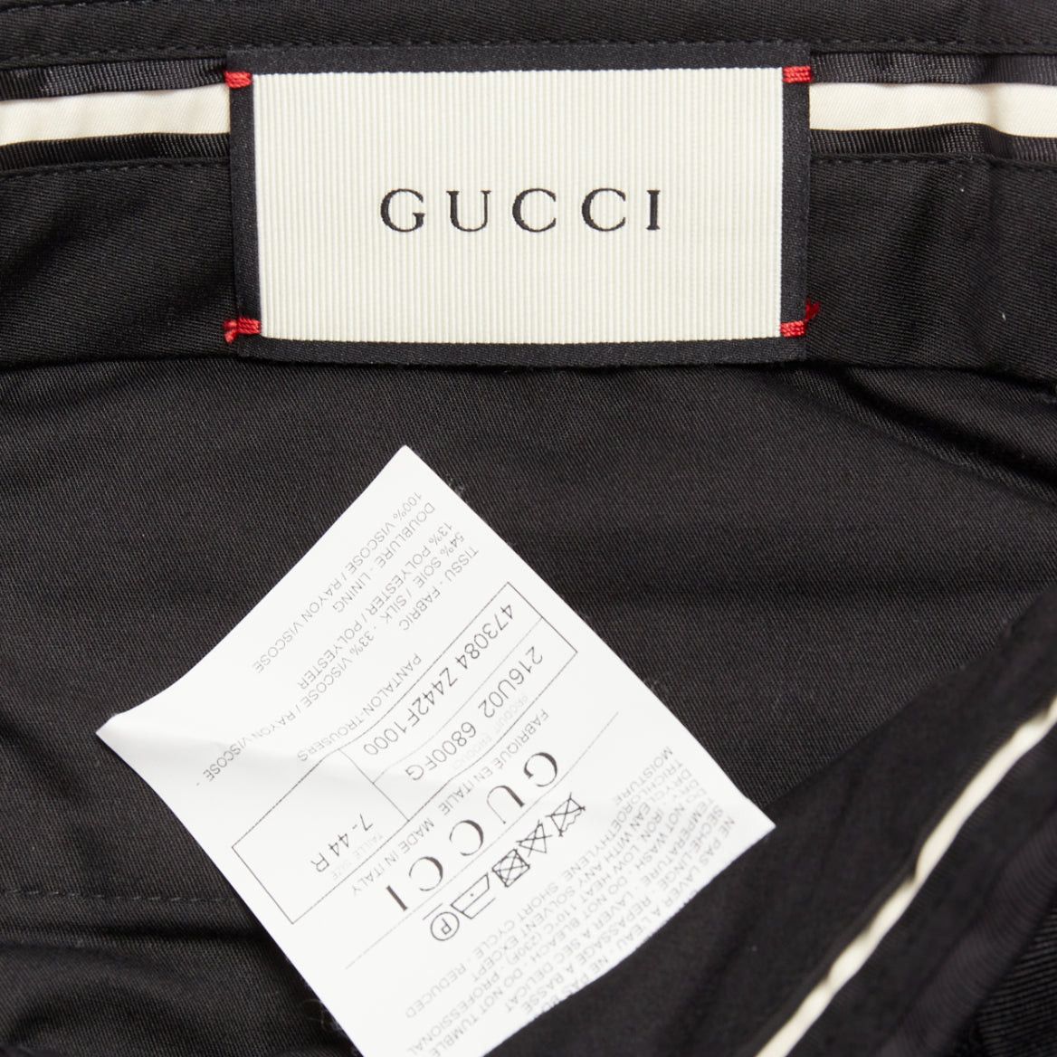 Gucci GUCCI black silk blend tiger head jacquard mid waist cropped dress pants IT44 XS Size US 26 / EU 42 - 8 Thumbnail
