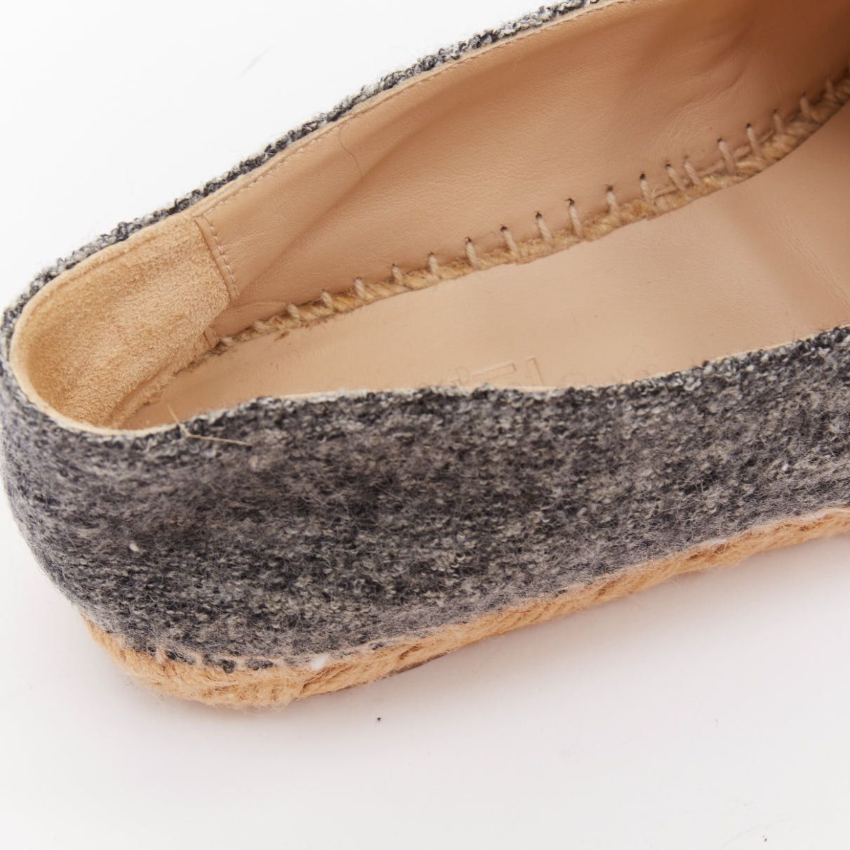 Chanel CHANEL 2021 grey wool felt black CC velvet applique espadrille flats EU39 Size US 9 / IT 39 - 8 Thumbnail