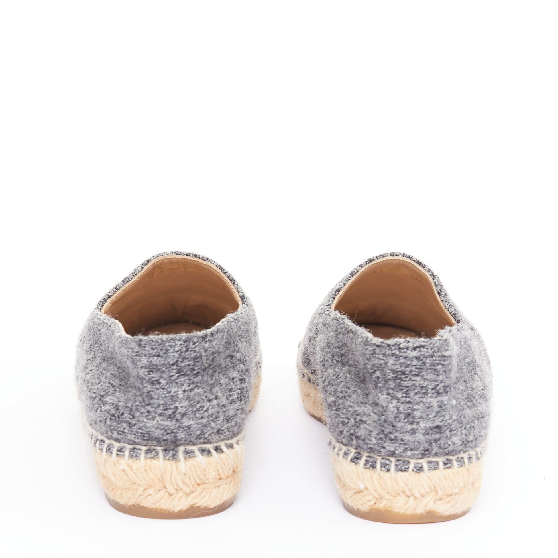 Chanel CHANEL 2021 grey wool felt black CC velvet applique espadrille flats EU39 Size US 9 / IT 39 - 5 Thumbnail