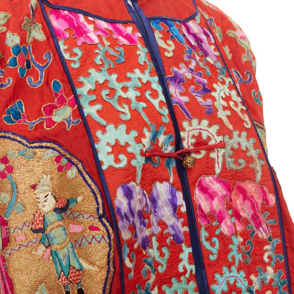 Vintage VINTAGE red gold Traditional Chinese motif embroidery brocade silk coat Size L / US 10 / IT 46 - 8 Thumbnail