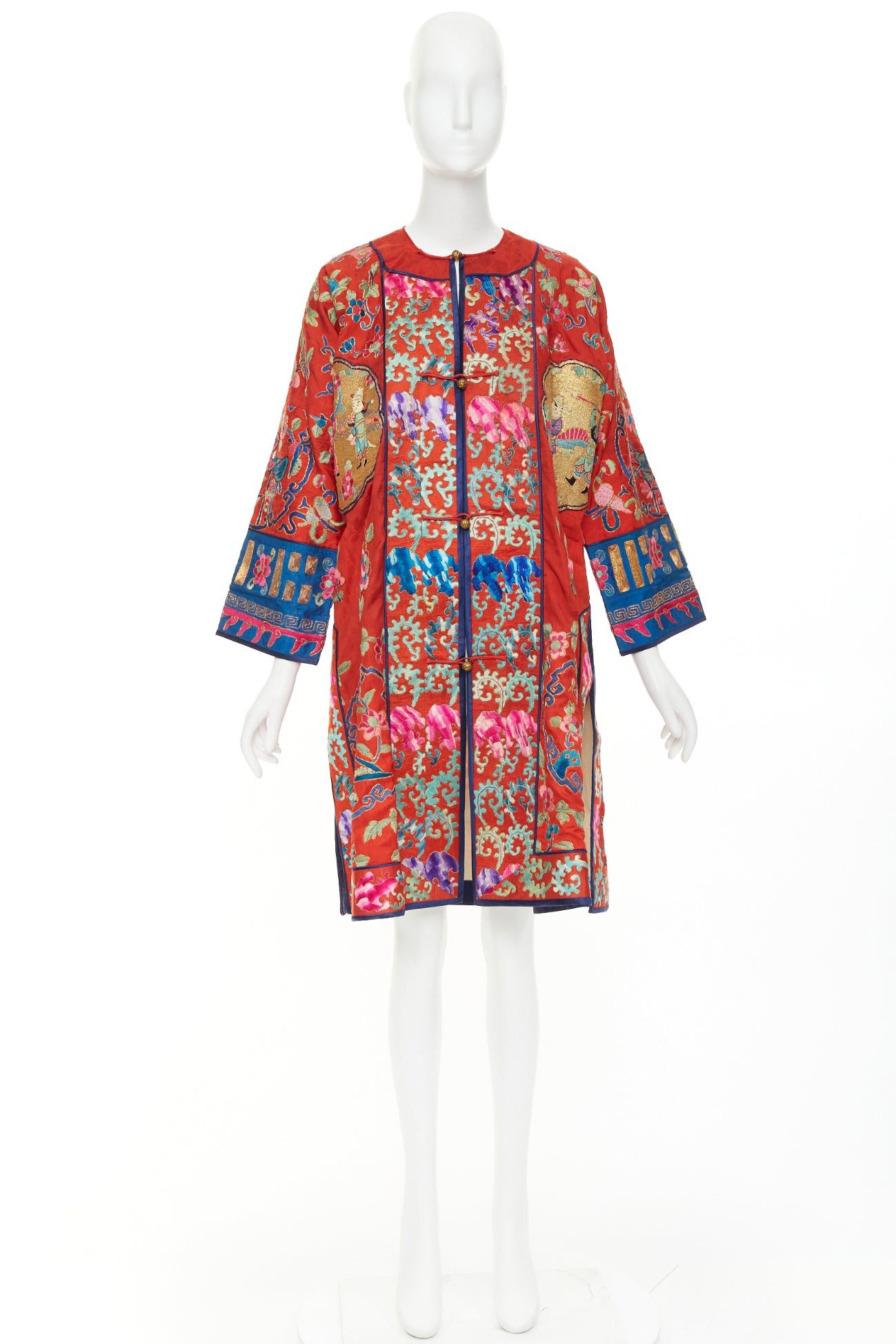 Vintage VINTAGE red gold Traditional Chinese motif embroidery brocade silk coat Size L / US 10 / IT 46 - 9 Thumbnail