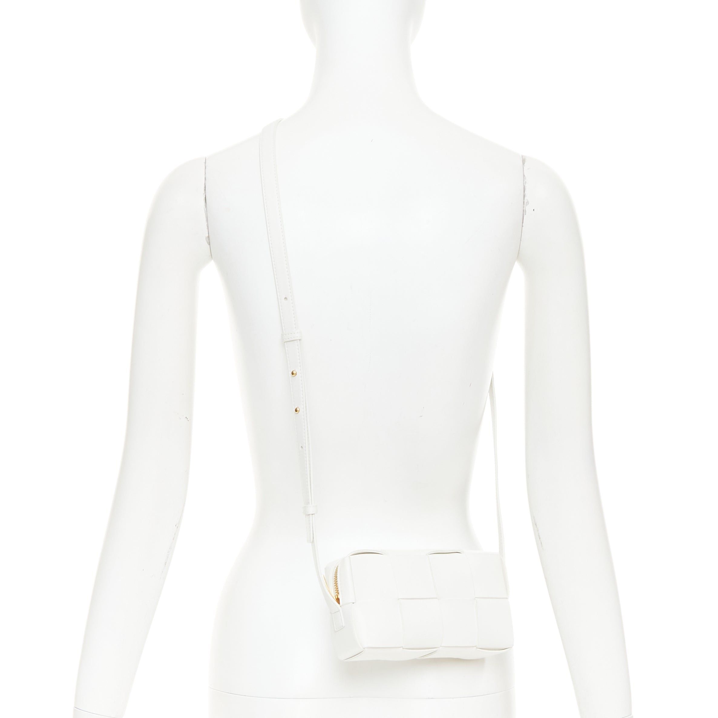 Bottega Veneta BOTTEGA VENETA Mini Cassette white lambskin Maxi Intrecciato crossbody bag Size ONE SIZE - 2 Thumbnail